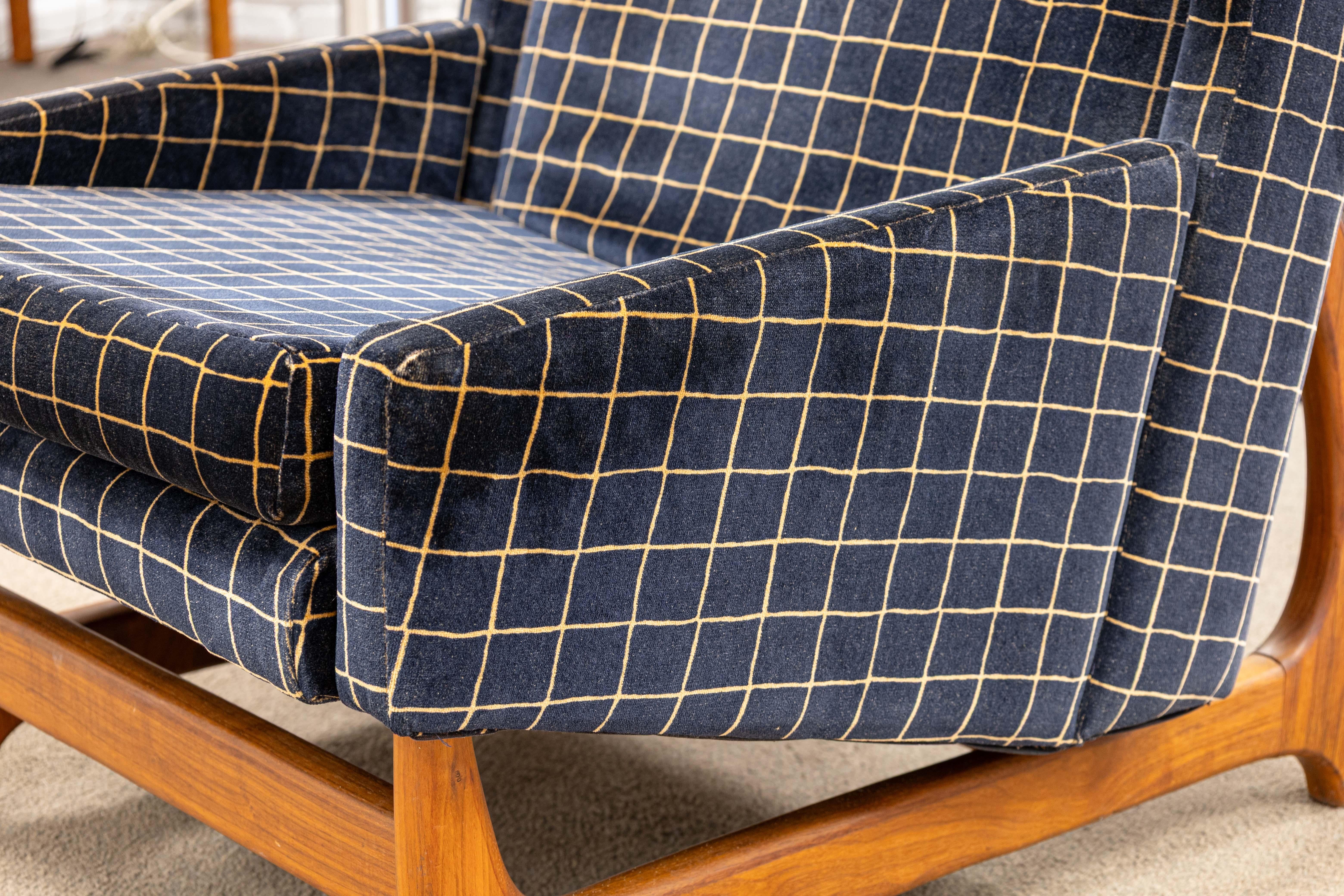 Fabric Vintage 1960s Adrian Pearsall Style Highback Mid Century Modern Lounge Chair For Sale