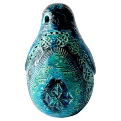 Vintage 1960s Aldo Londi Bitossi Italian Modernist Rimini Blue Small Penguin