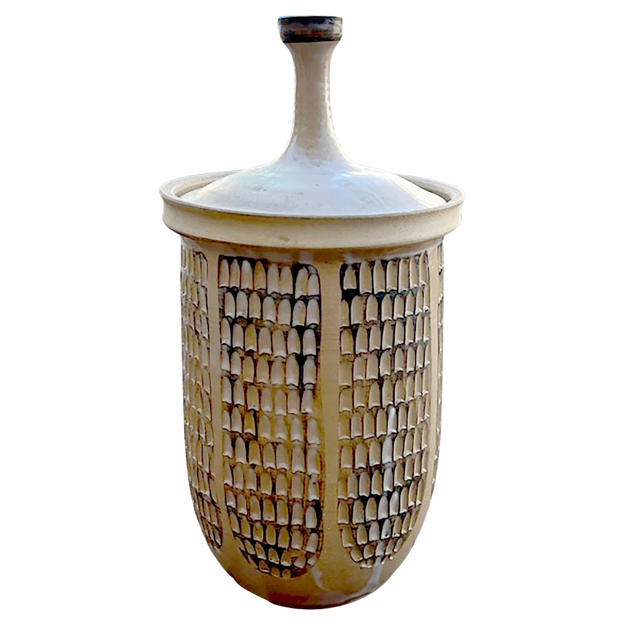 Vintage 1960s American Studio Pottery Lidded Jar by Todd Warner