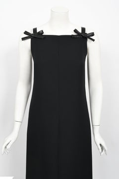 Archival 1960's André Courrèges Black Vinyl-Bows Minimalist Space-Age Mod Gown