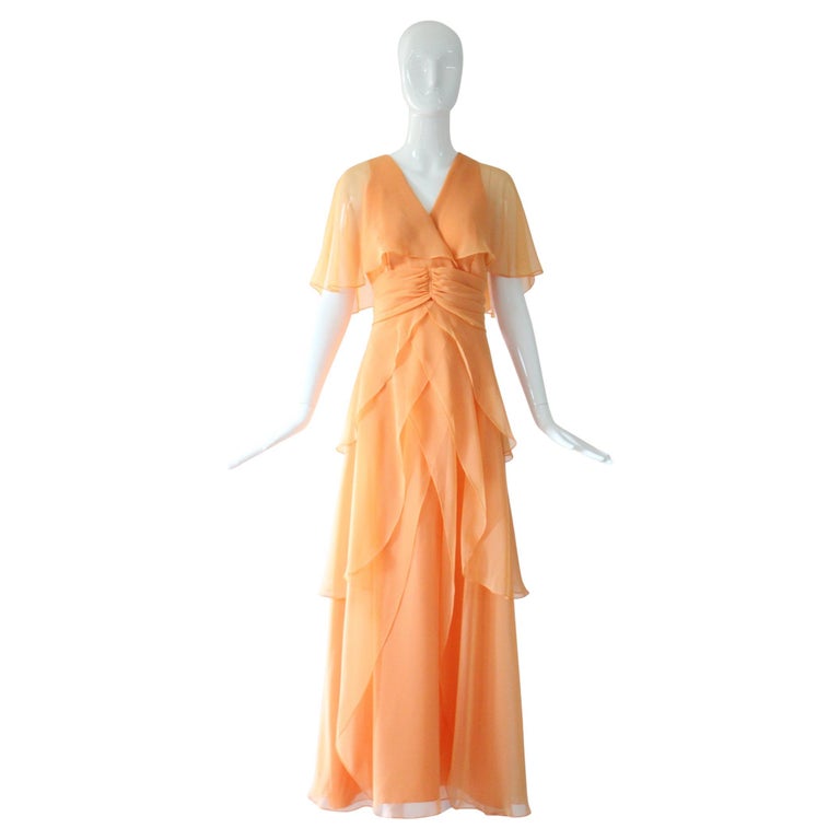 white christmas dresses 1960s Lillie Rubin Accordion Pleated Chiffon Bell Sleeve Dress main image 1