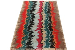 Vintage 1960s Art Deco Rug in Red, Multicolor All Over Pattern by Rug & Kilim