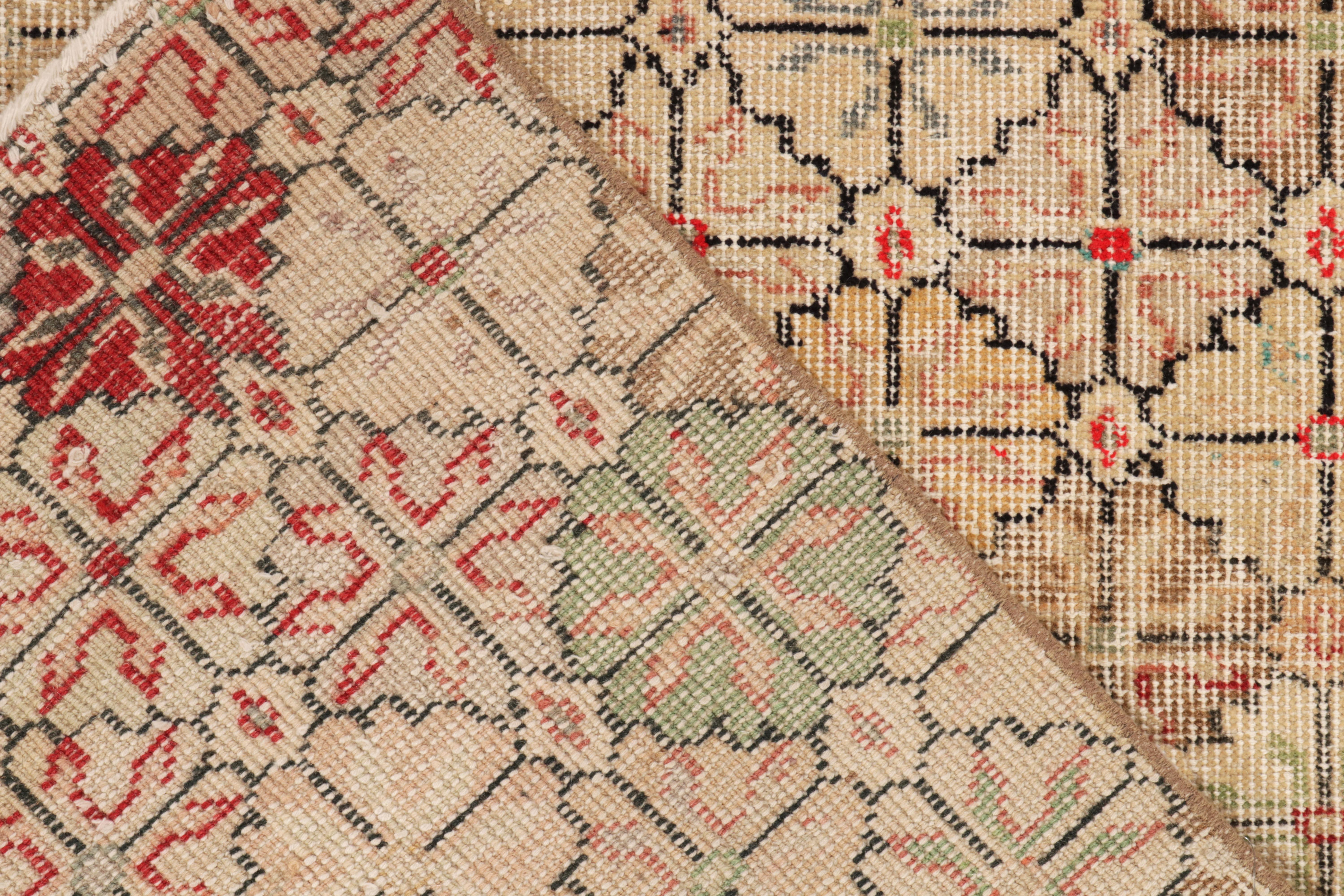 Art déco Vintage 1960er Jahre Vintage-Teppich in Beige-Braun, Schwarz mit Blumenmuster von Teppich & Kelim (Mitte des 20. Jahrhunderts) im Angebot