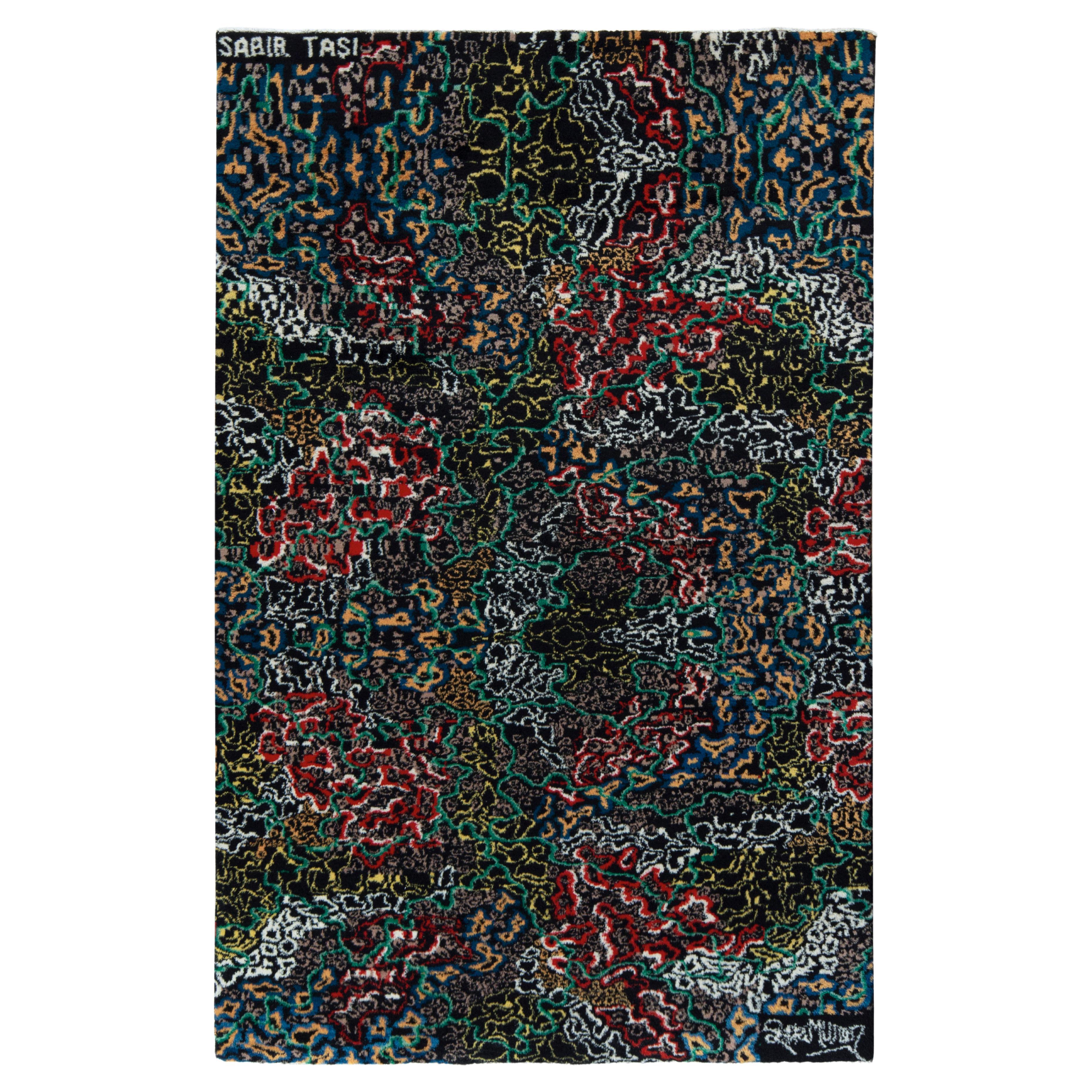 Vintage Signature Zeki Müren Rug With Polychromatic All-Over Pattern For Sale