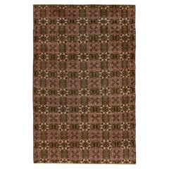 Art déco Vintage 1960er Jahre Vintage-Teppich in Grün, Braun mit geometrischem Muster von Teppich & Kelim