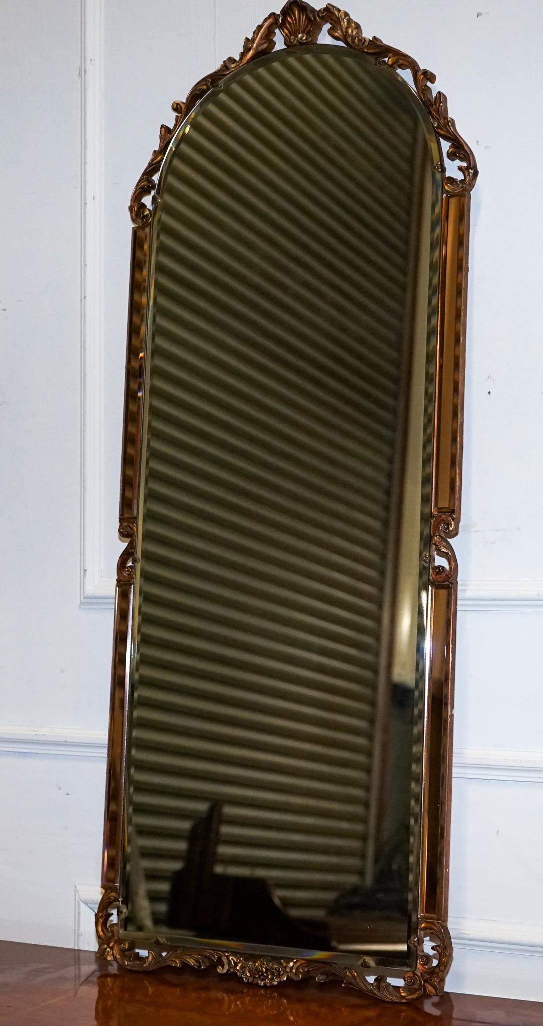 SPECCHIO IN STILE ART DECO ANNI '60 D'EPOCA CON PANNELLI IN VETRO SPORCO DI PESCA DI Atsonea in vendita 4