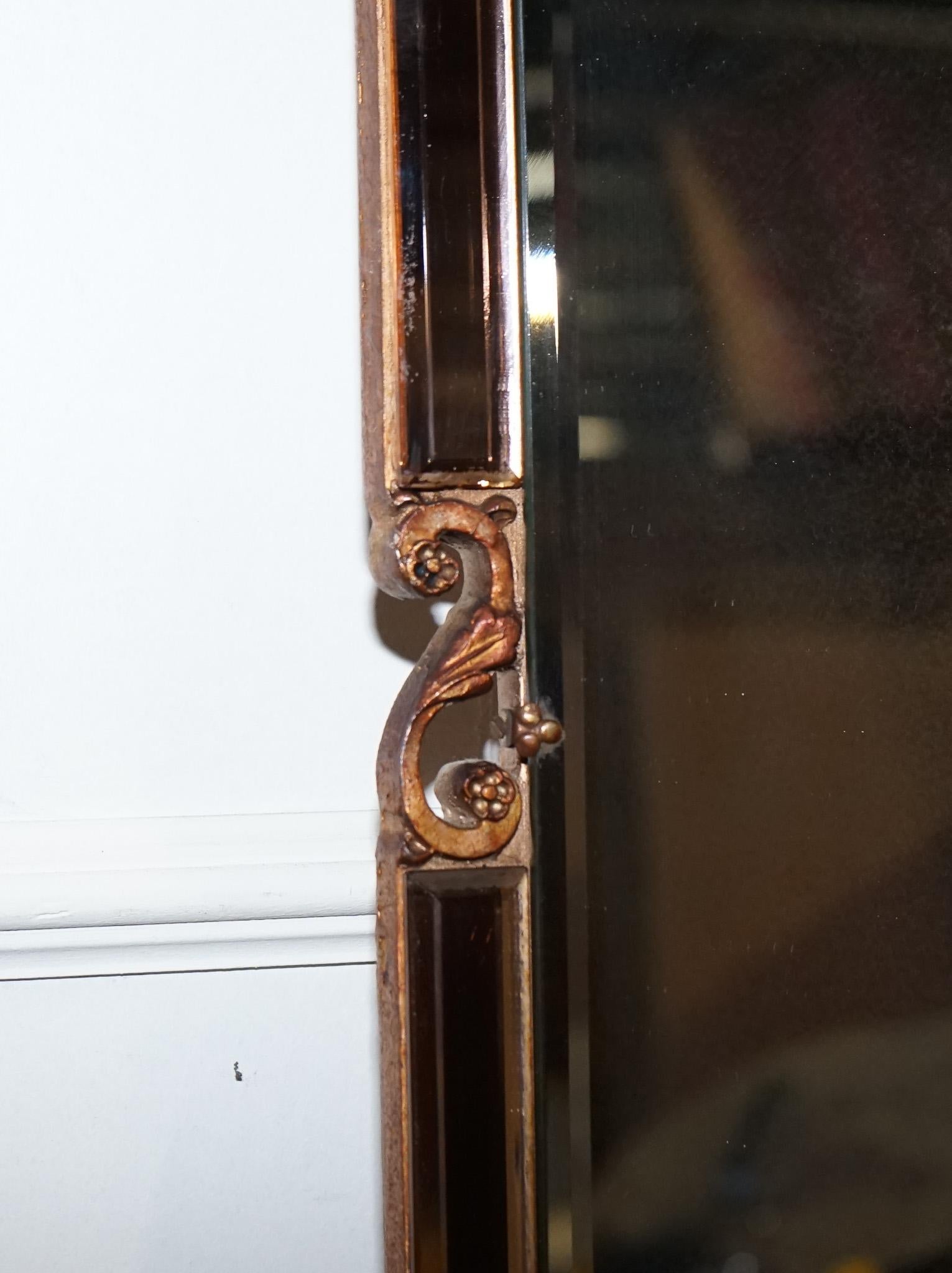 Britannico SPECCHIO IN STILE ART DECO ANNI '60 D'EPOCA CON PANNELLI IN VETRO SPORCO DI PESCA DI Atsonea in vendita