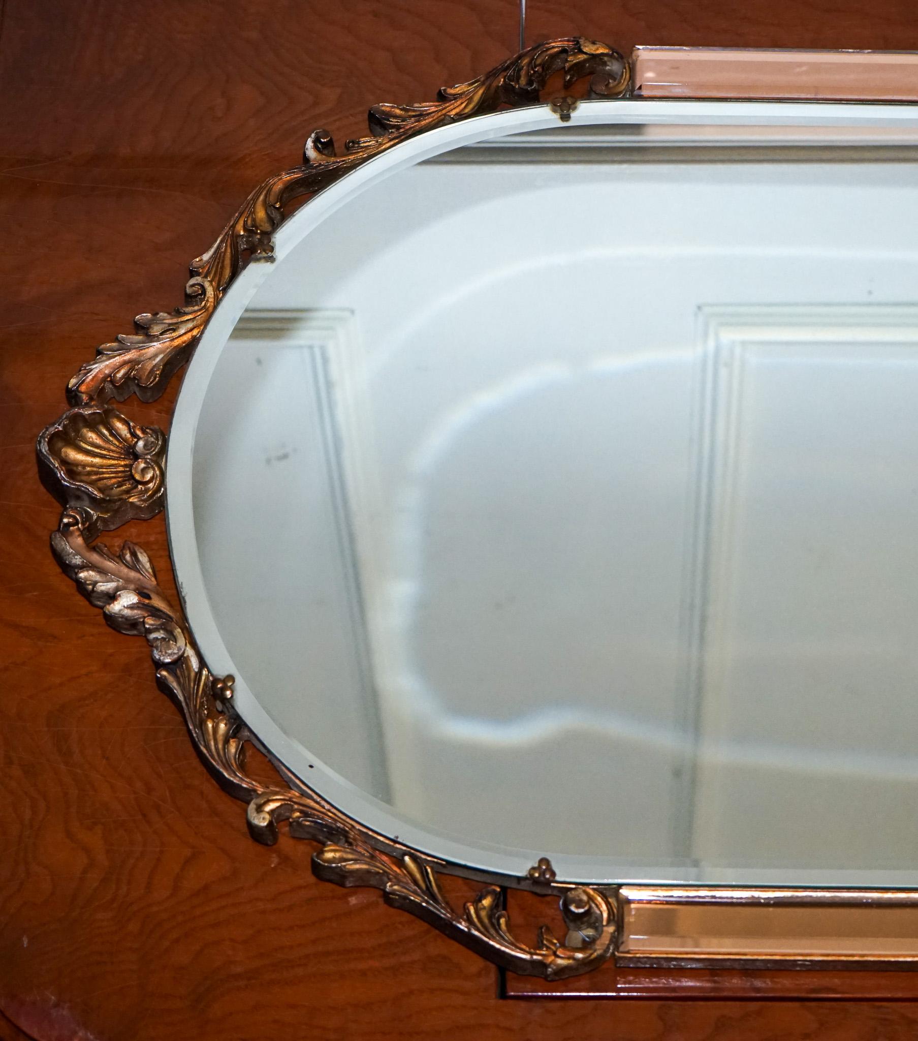 Fatto a mano SPECCHIO IN STILE ART DECO ANNI '60 D'EPOCA CON PANNELLI IN VETRO SPORCO DI PESCA DI Atsonea in vendita