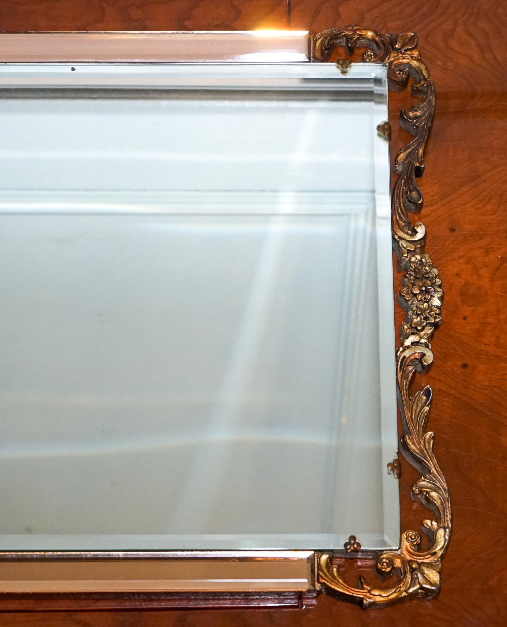 Specchio SPECCHIO IN STILE ART DECO ANNI '60 D'EPOCA CON PANNELLI IN VETRO SPORCO DI PESCA DI Atsonea in vendita