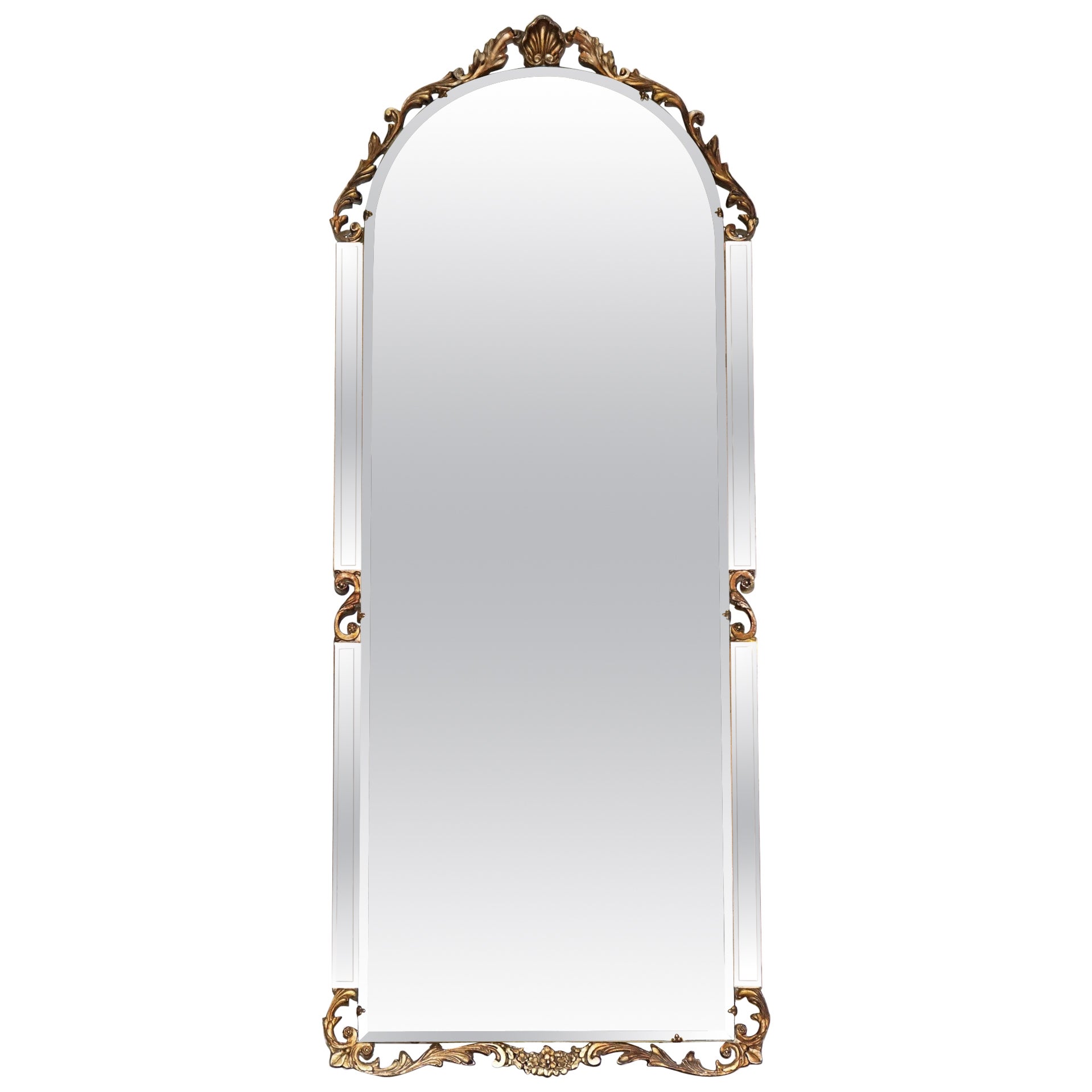 VINTAGE 1960
S ART DECO STYLE MIRROR WiTH BEVELED PEACH GLASS PANELS BY ATSONEA