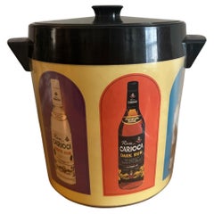 Vintage 1960s Art Pop Retro Yellow Pink Blue Ice Bucket  Barware Made in USA