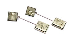 Vintage 1960's Artist WL Dangle Clip-on Earrings Silver Pyrite