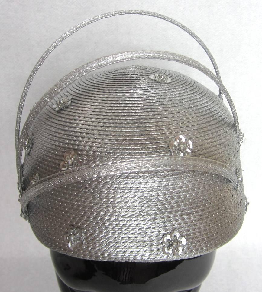 Vintage 1960s Atomic Space age MOD Silver Sculptural Hat  1