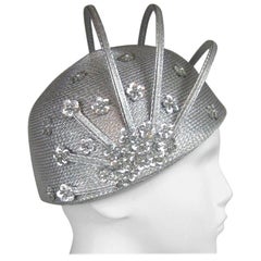 Vintage 1960s Atomic Space age MOD Silver Sculptural Hat