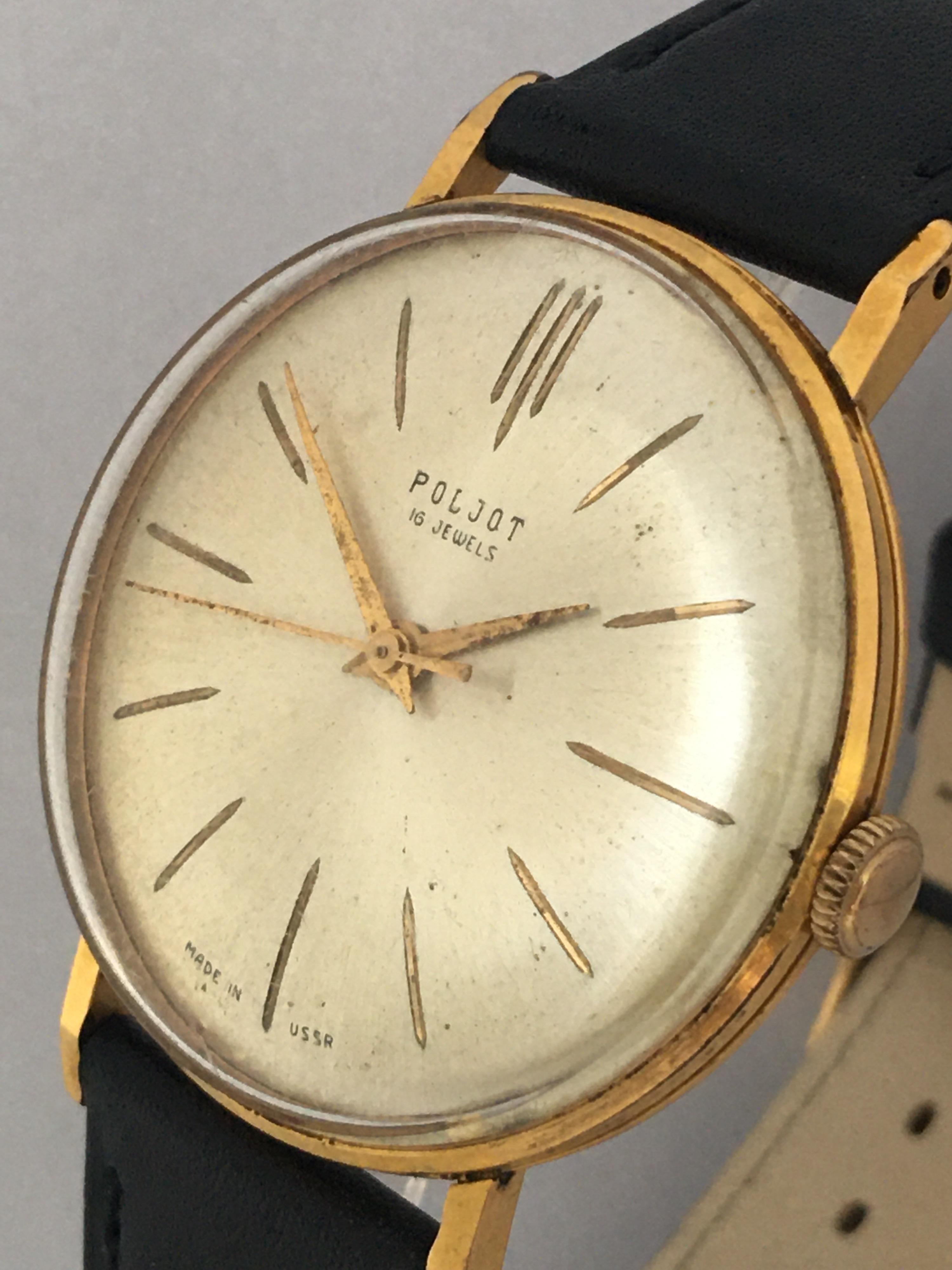 Vintage 1960s Au20 Gold Plate POLJOT Mechanical Watch For Sale 4