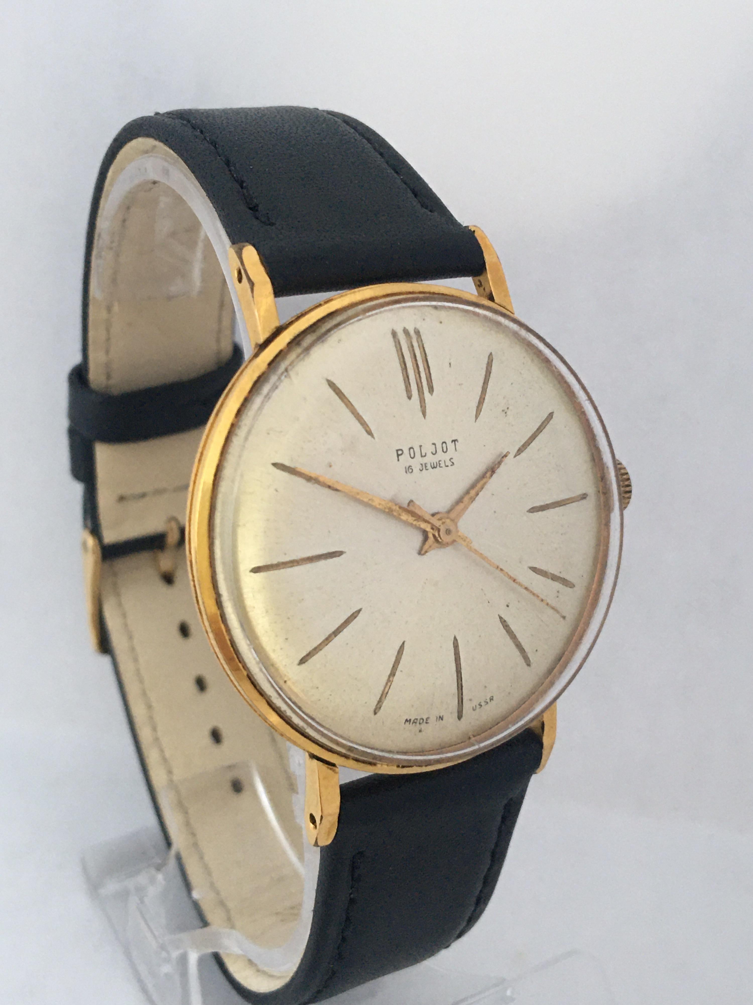 Vintage 1960s Au20 Gold Plate POLJOT Mechanical Watch For Sale 6