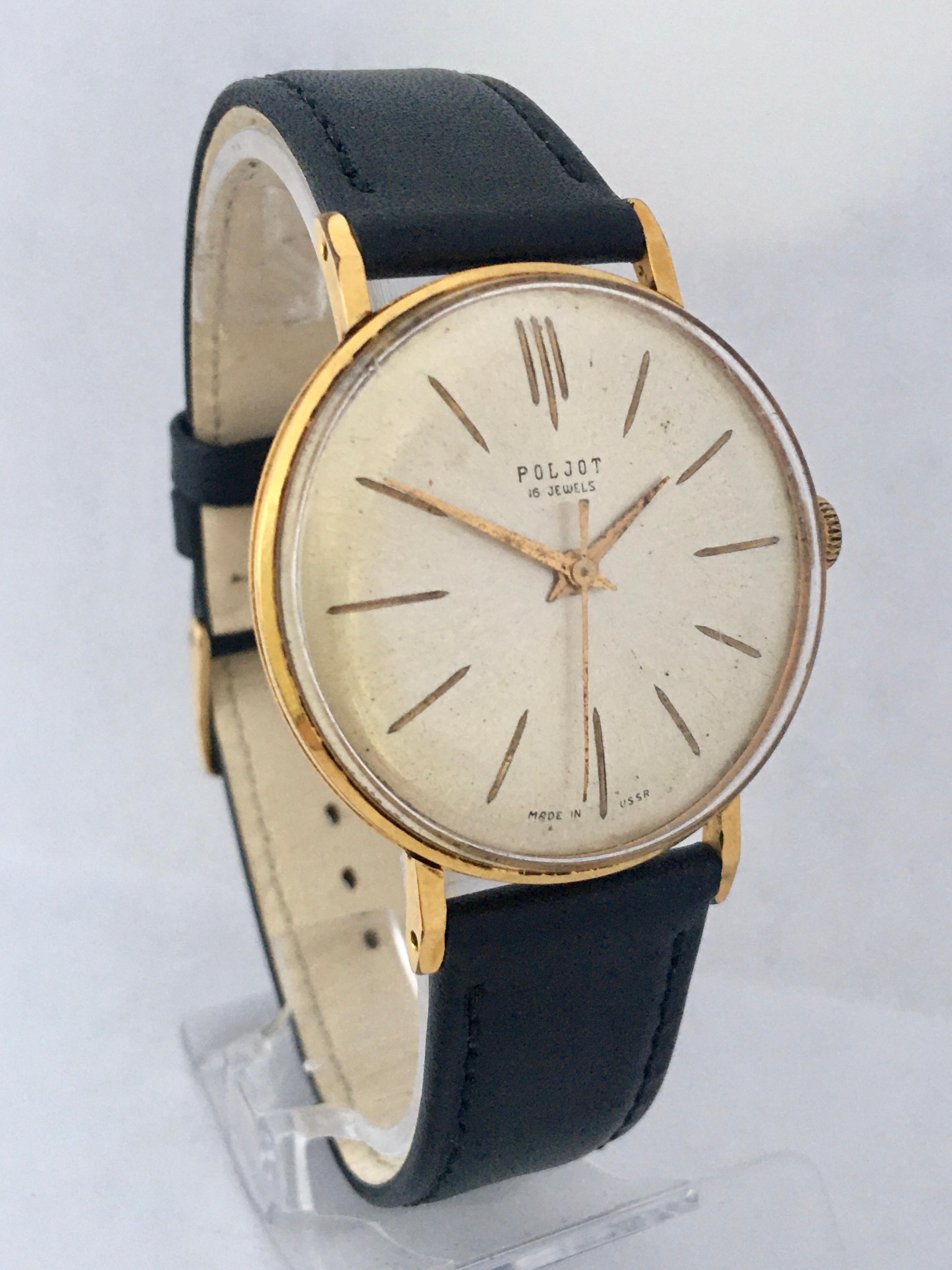 Vintage 1960s Au20 Gold Plate POLJOT Mechanical Watch For Sale 2