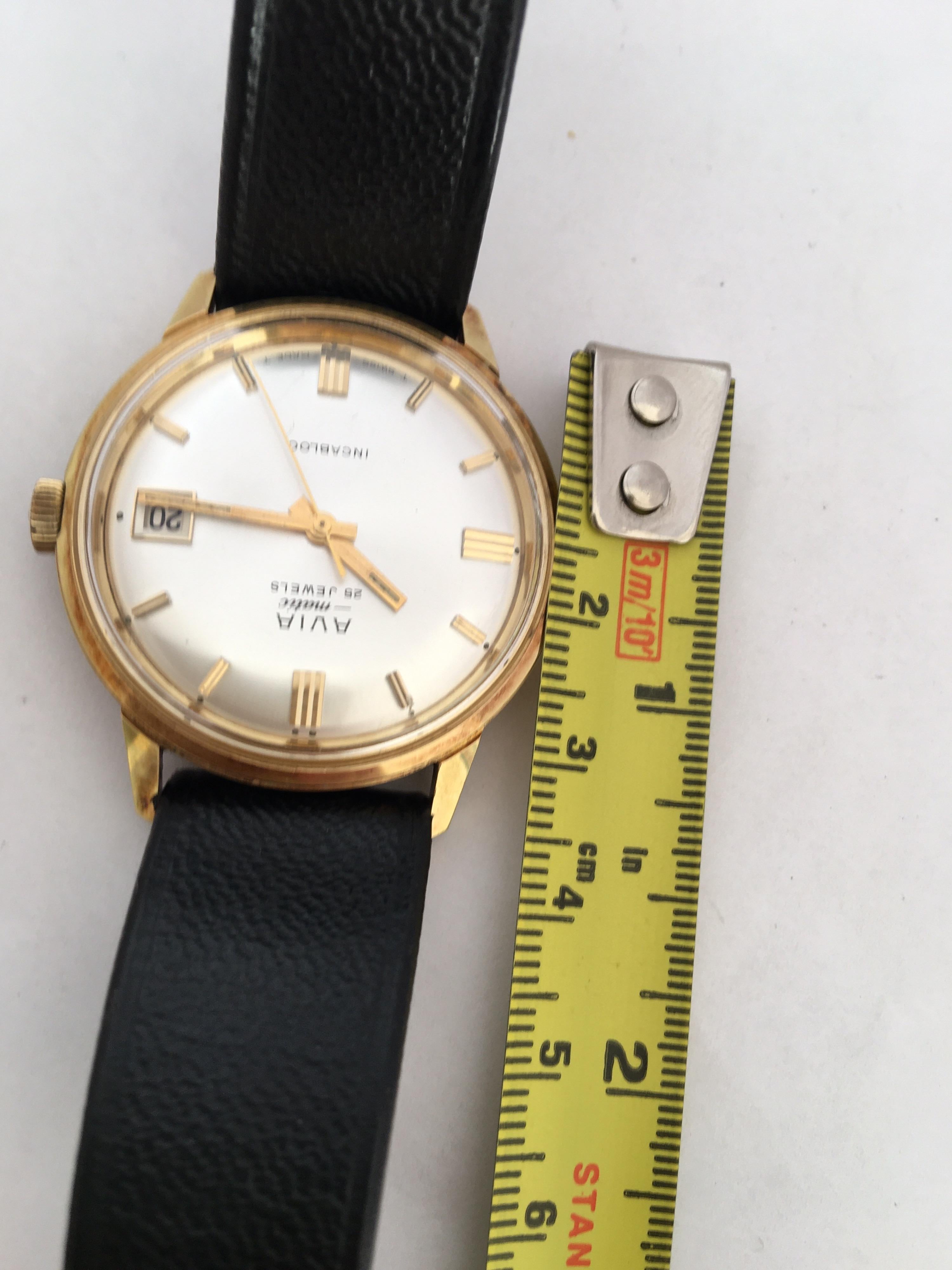 Vintage 1960s Avia Matic Gold-Plated and Stainless Steel Back Wristwatch 3