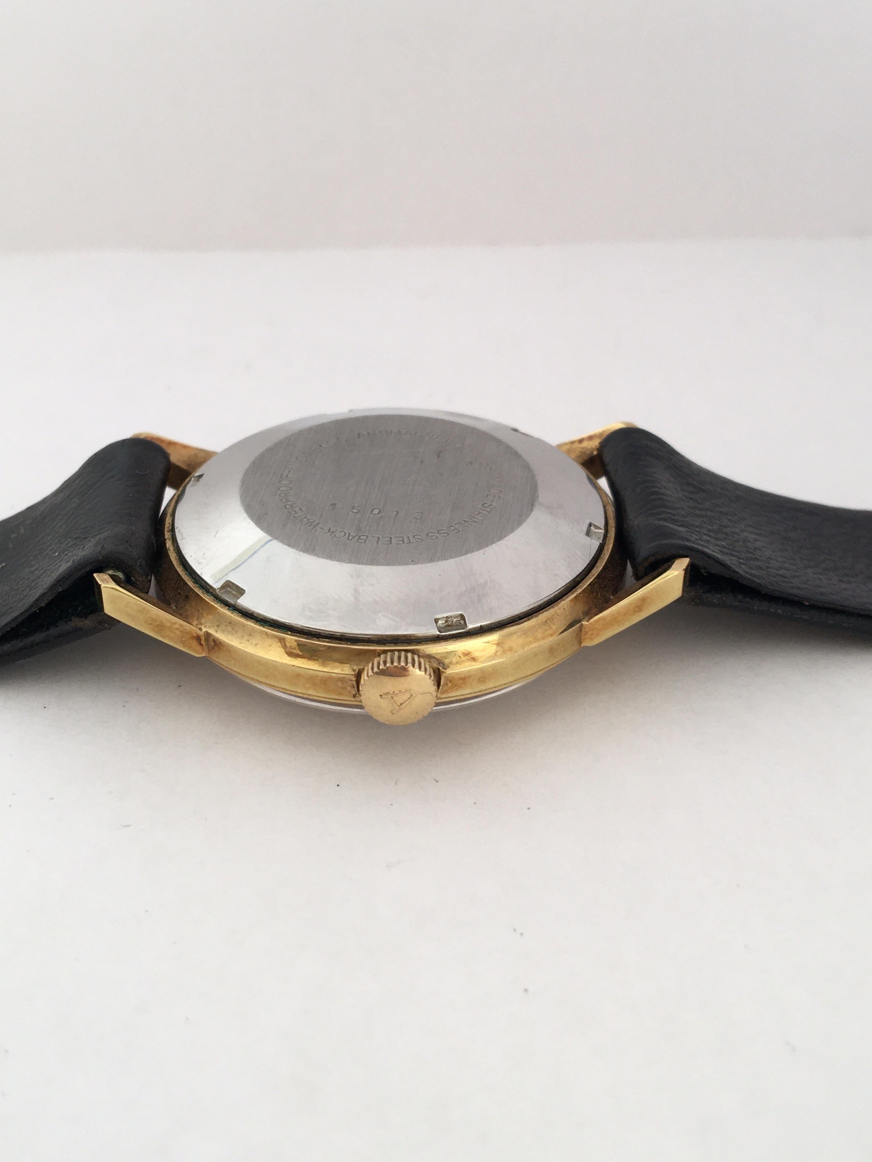 Women's or Men's Vintage 1960s Avia Matic Gold-Plated and Stainless Steel Back Wristwatch