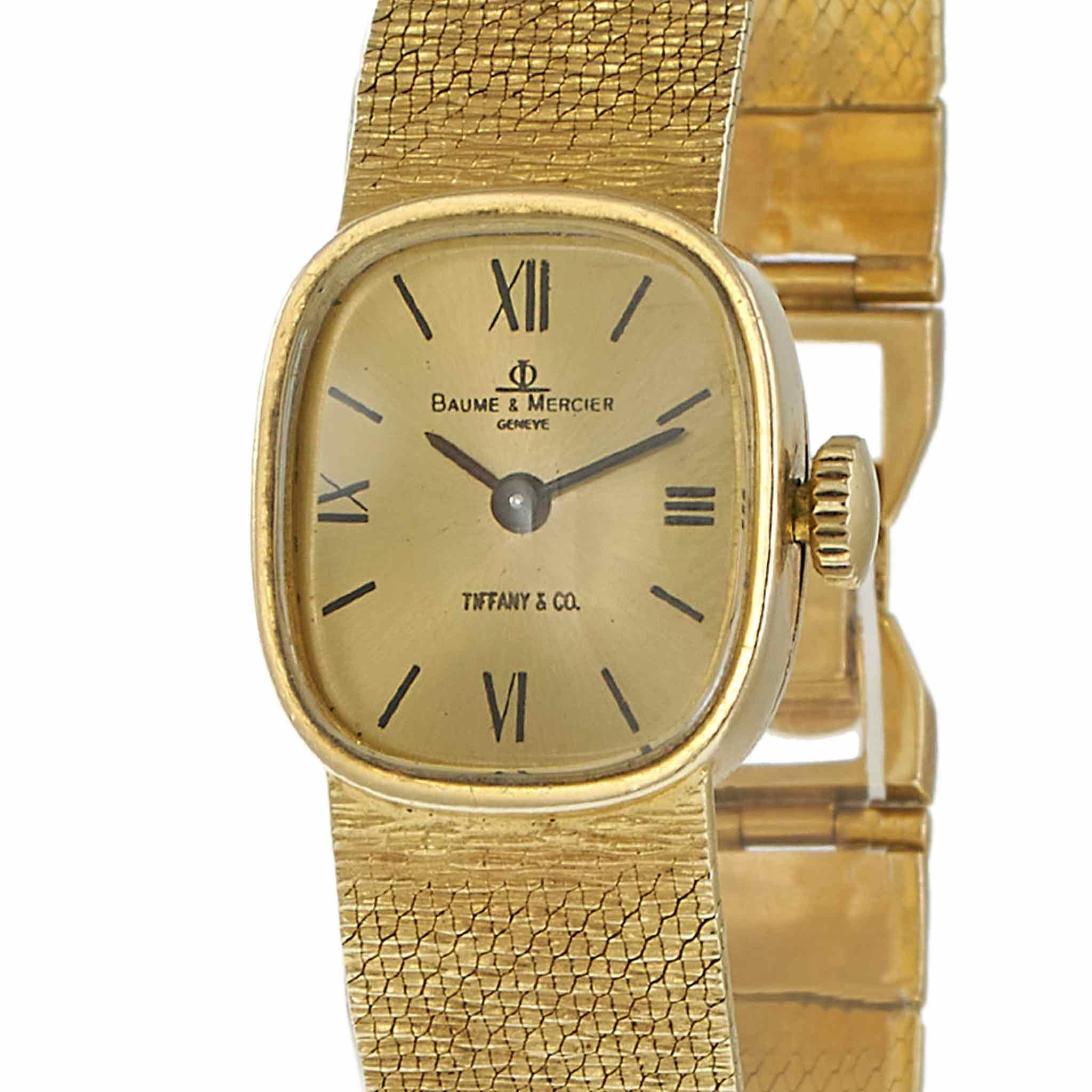 Vintage 1960s Baume & Mercier 14KT Yellow Gold Double Signed Tiffany & Co. Regarder Bon état - En vente à New York, NY