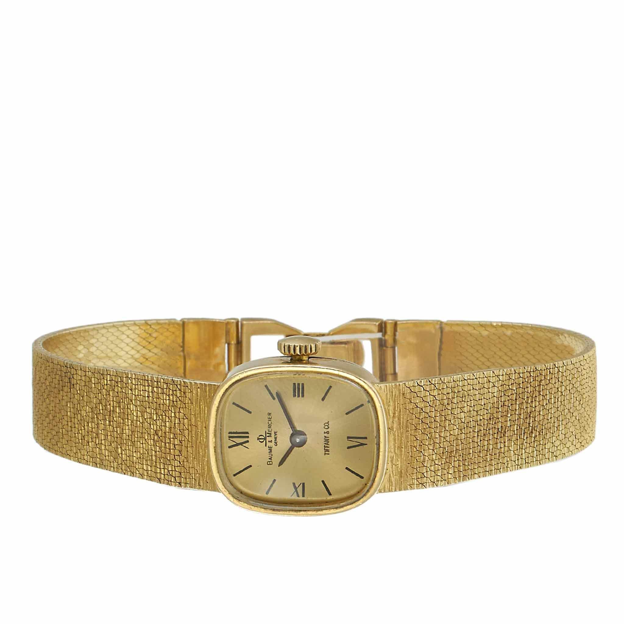 Vintage 1960s Baume & Mercier 14KT Yellow Gold Double Signed Tiffany & Co. Regarder en vente 1