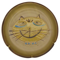 Vintage 1960's Bennett Welsh Pacific Stoneware Pottery Atomic Cat Ashtray