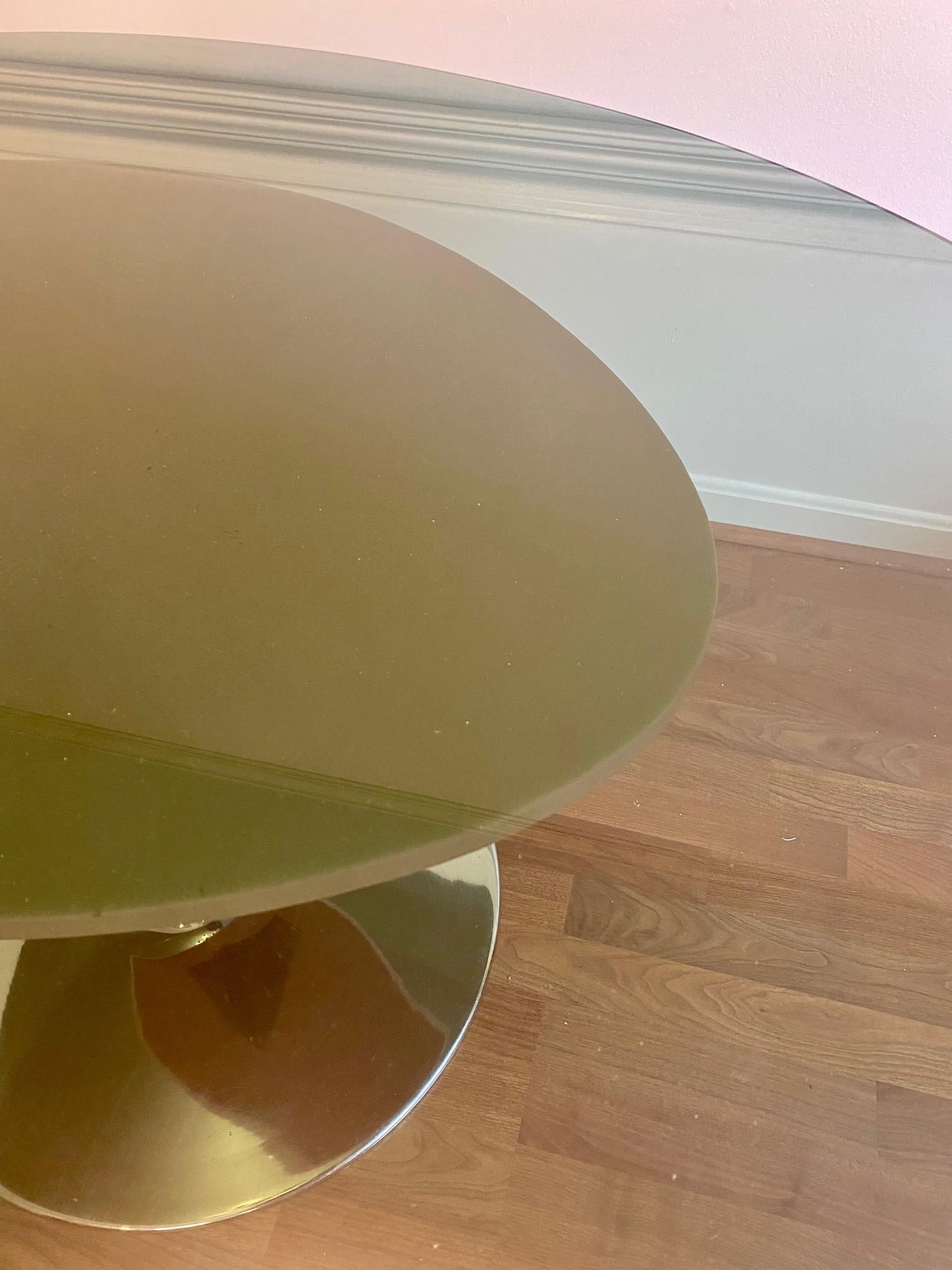 American Vintage 1960s Black & Chrome Smoked Glass Oval Dining Table