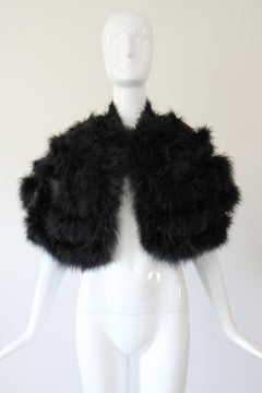 Vintage 1960's Black Marabou Feather Cape 1960's Feather Cape Cocktail Cape