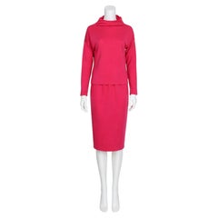 Vintage 1960s Bonnie Cashin Pink Knit 2pc Suit with Raglan Top