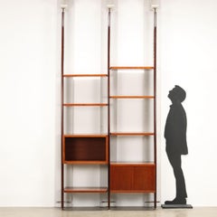 Vintage 1960s Bookcase Teak Veneer Brass Italy