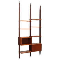 Vintage 1960s Bookcase Teak Veneer Brass Italy