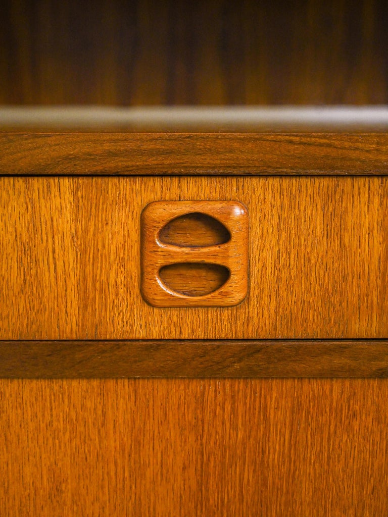 Vintage 1960s Bookcase with Drawers and Sliding Doors For Sale at 1stDibs