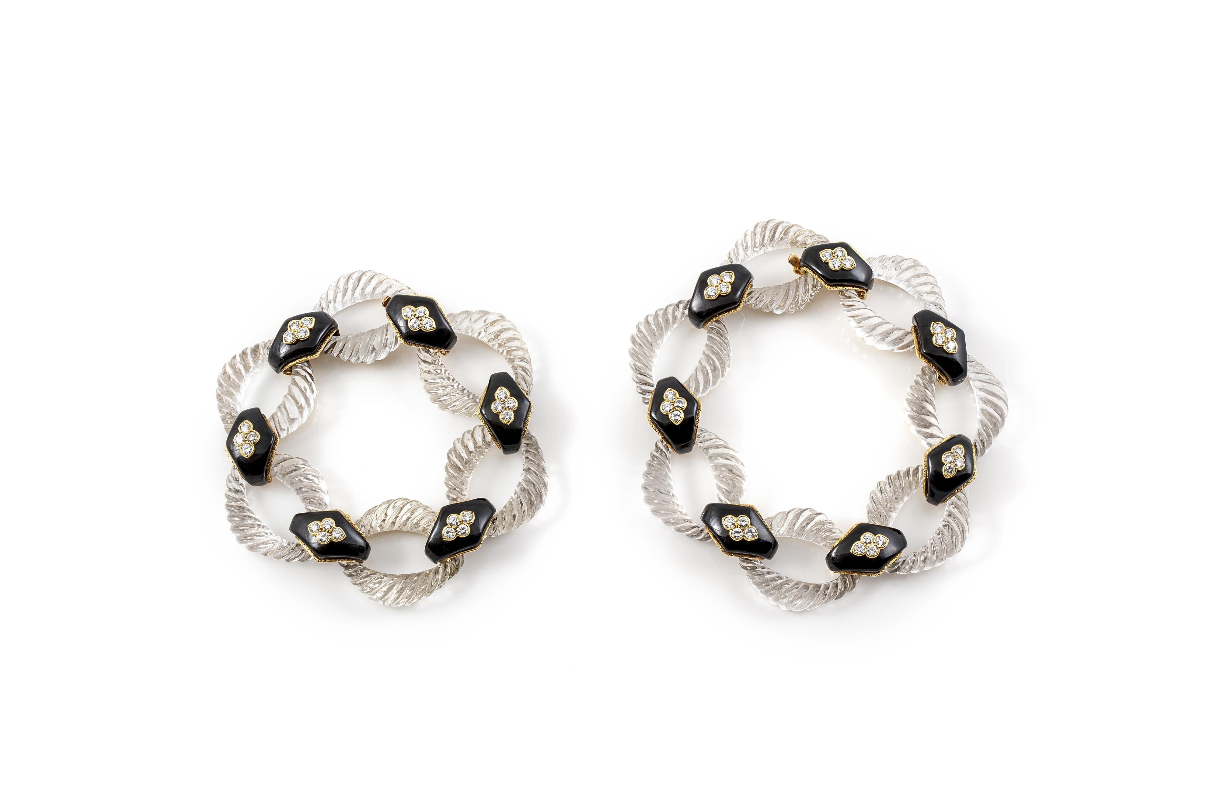 Collier vintage Boucheron Crystal Onyx et diamants des années 1960 Bon état - En vente à New York, NY
