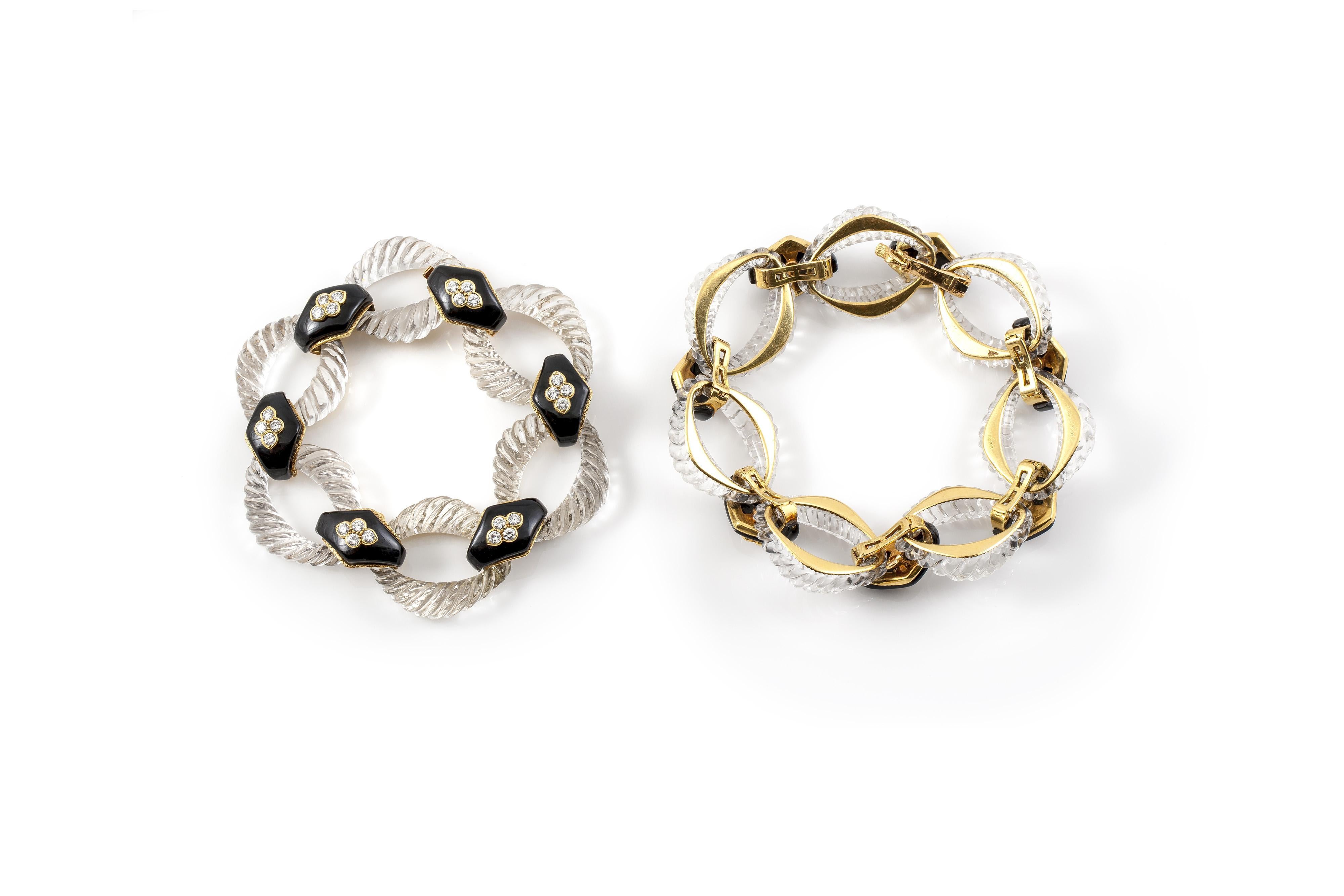 Collier vintage Boucheron Crystal Onyx et diamants des années 1960 Pour femmes en vente