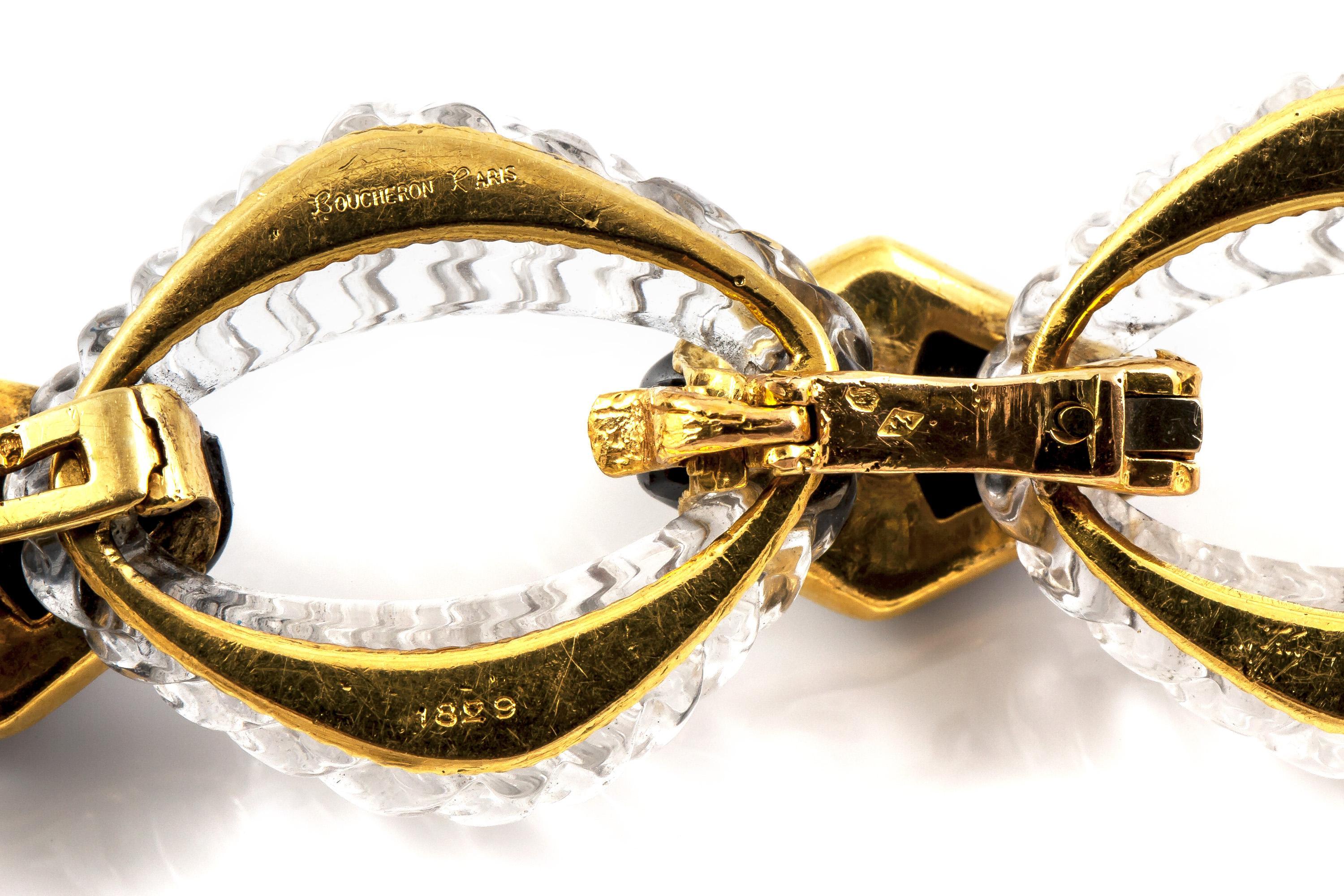 Collier vintage Boucheron Crystal Onyx et diamants des années 1960 en vente 1