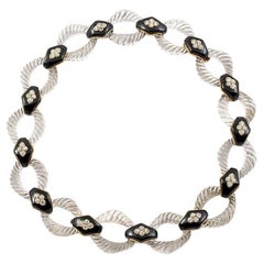 Collier vintage Boucheron Crystal Onyx et diamants des années 1960