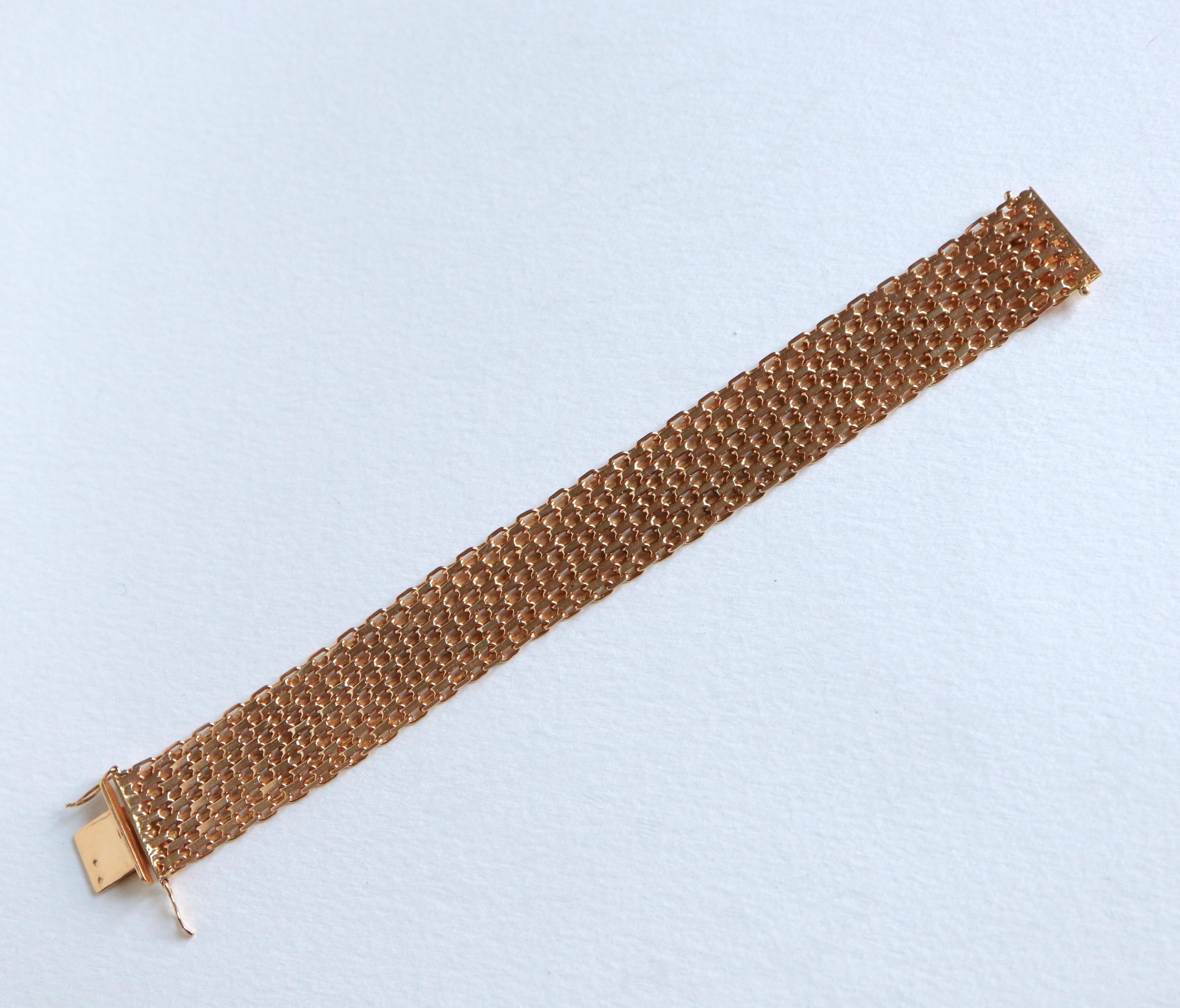 Rétro Bracelet vintage en or jaune 18 carats, années 1960  en vente