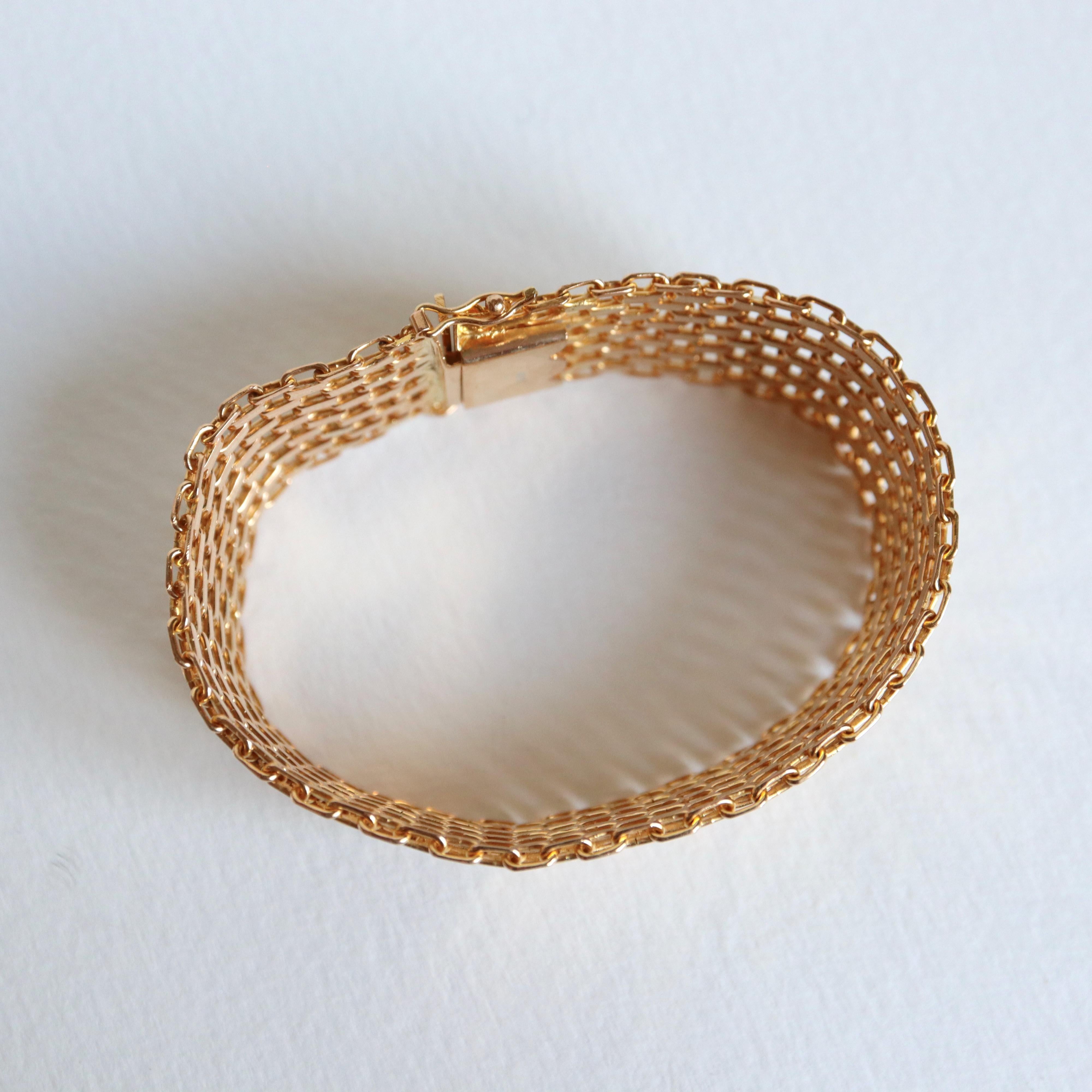 Bracelet vintage en or jaune 18 carats, années 1960  Pour femmes en vente