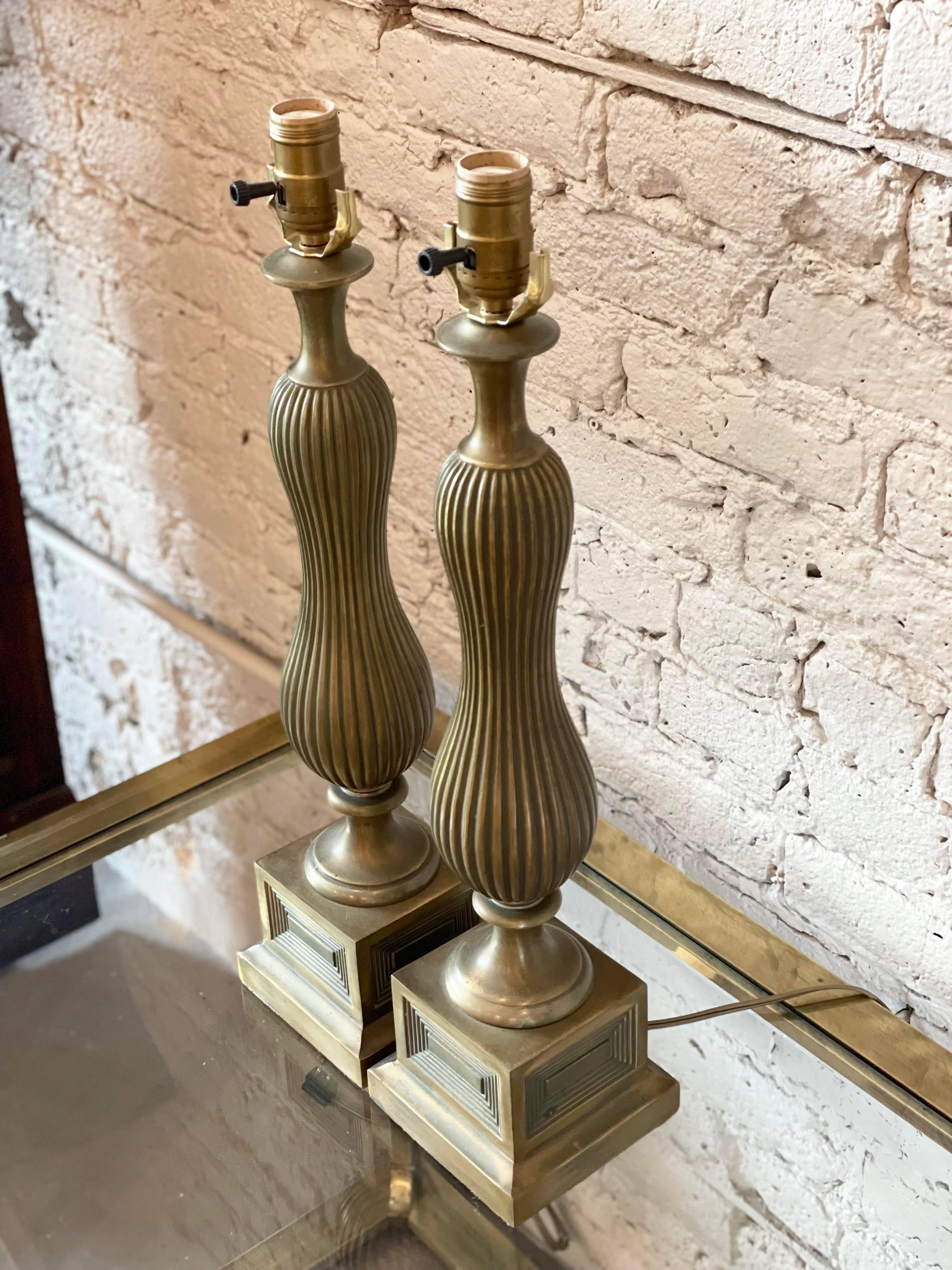 Mid-Century Modern Vintage 1960s Brass Lamps, a Pair For Sale