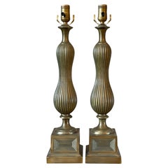 Vintage 1960s Brass Lamps, a Pair