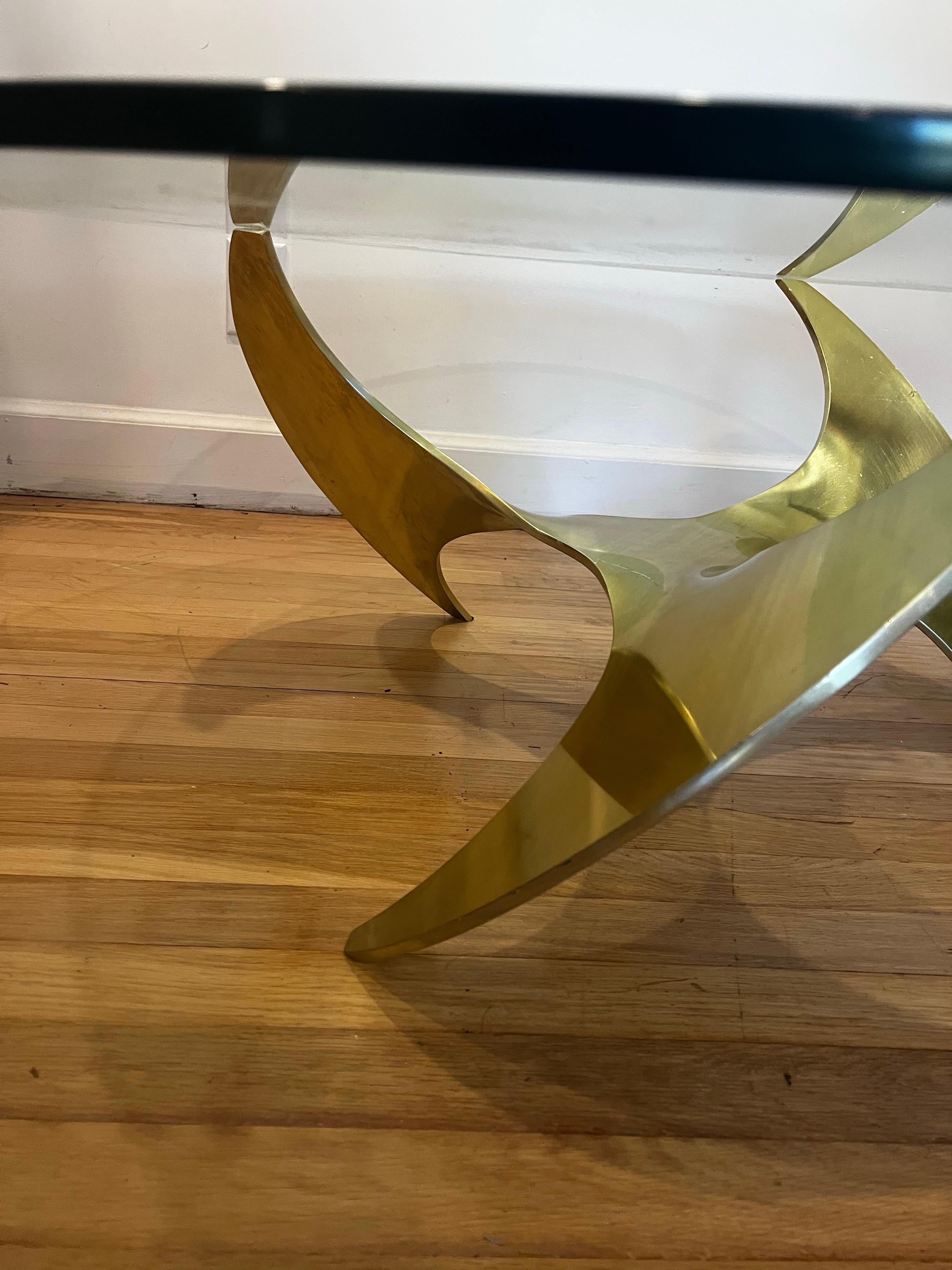 German Vintage 1960s Brass Propeller Coffee Table by Knut Hesterberg for Ronald Schmitt For Sale