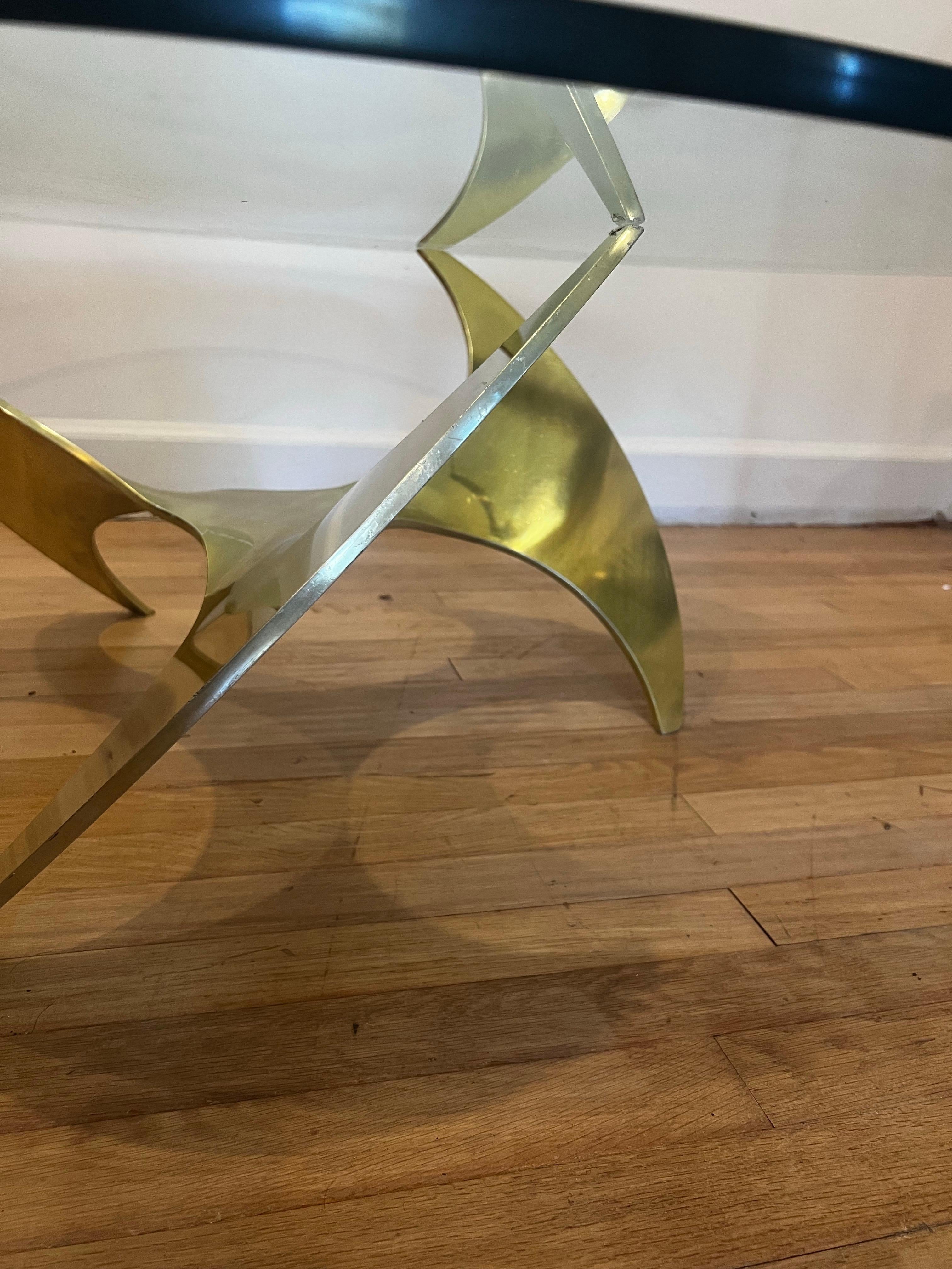 Vintage 1960s Brass Propeller Coffee Table by Knut Hesterberg for Ronald Schmitt In Good Condition For Sale In Los Angeles, CA