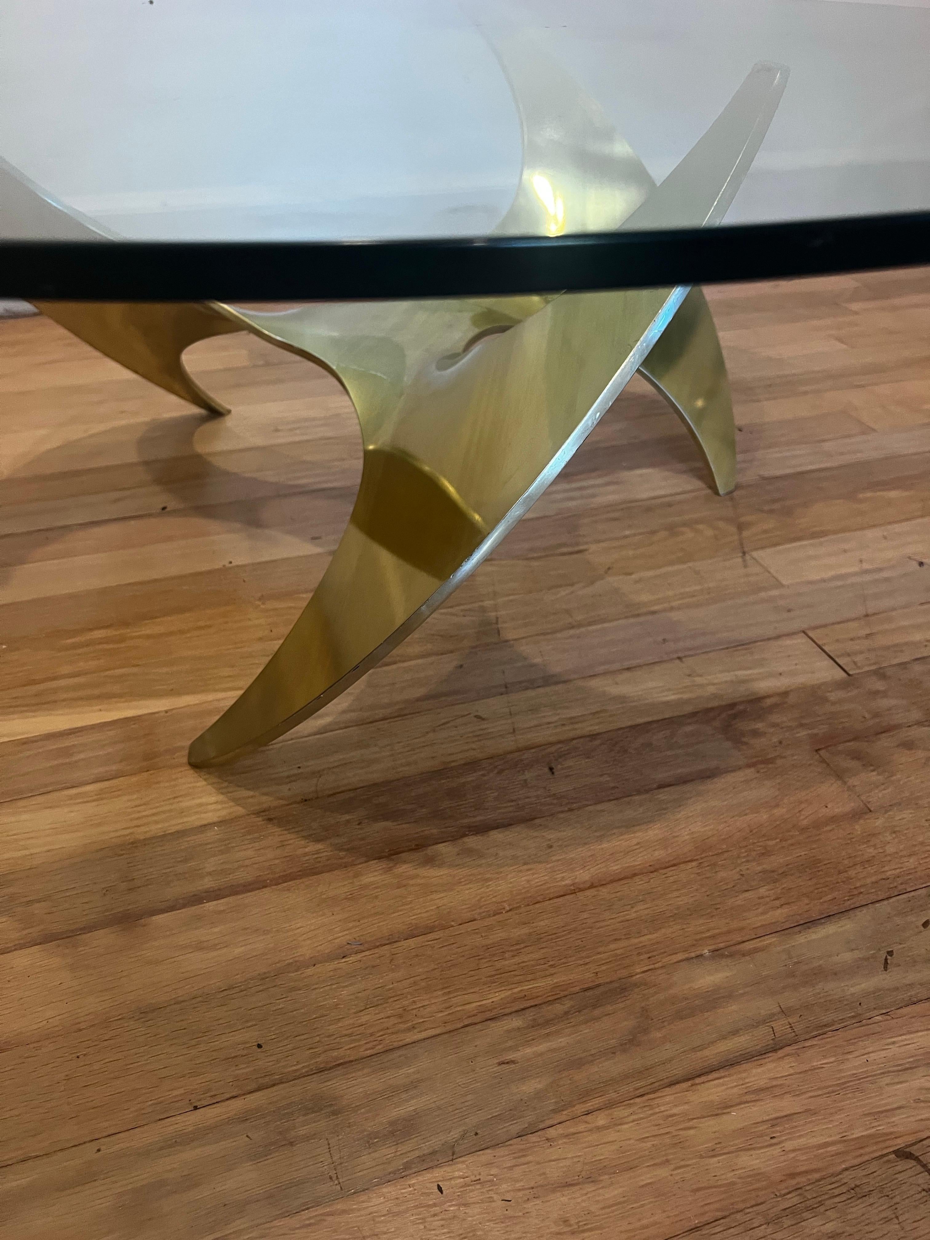 Aluminum Vintage 1960s Brass Propeller Coffee Table by Knut Hesterberg for Ronald Schmitt For Sale
