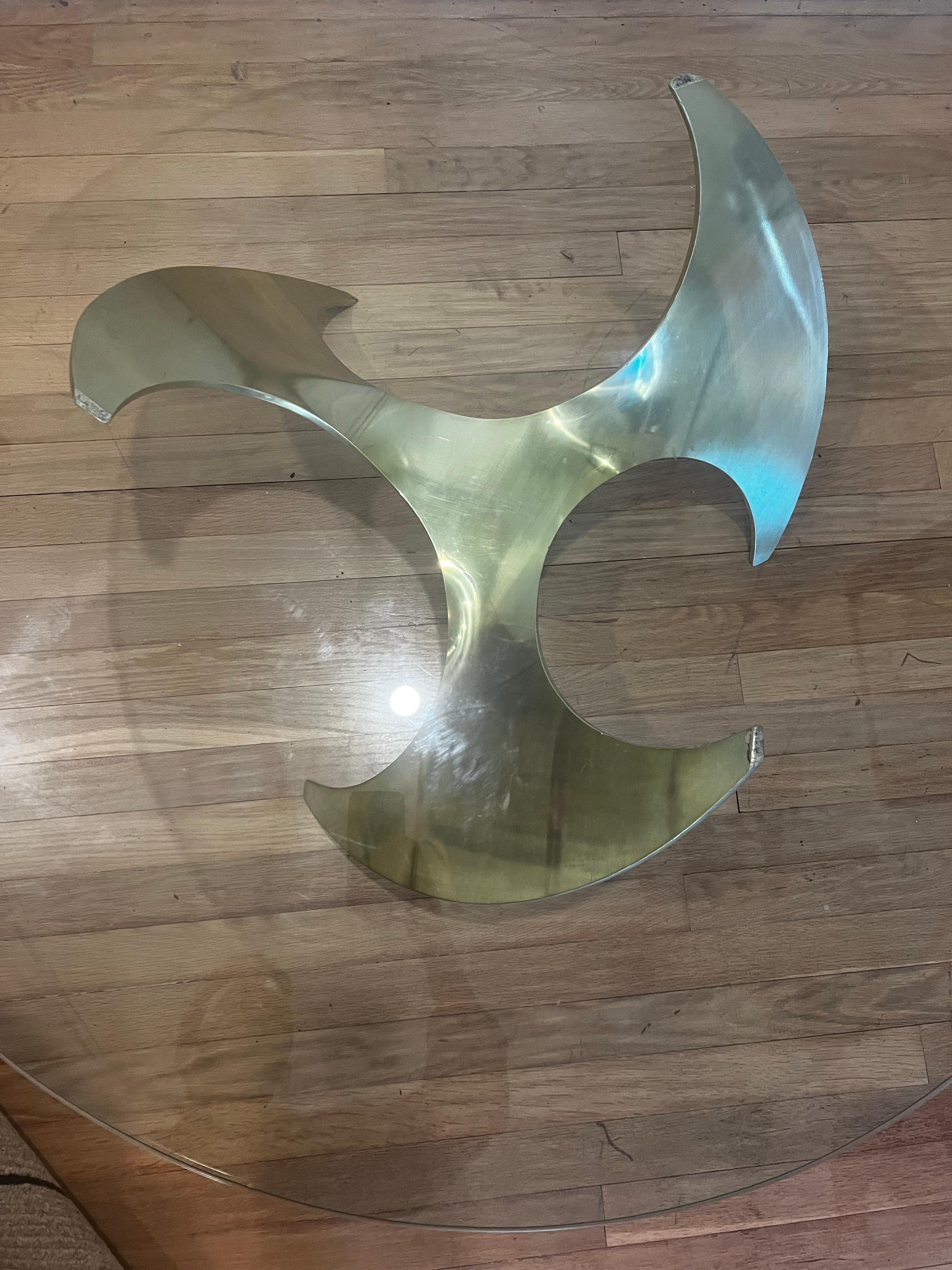Vintage 1960s Brass Propeller Coffee Table by Knut Hesterberg for Ronald Schmitt For Sale 1