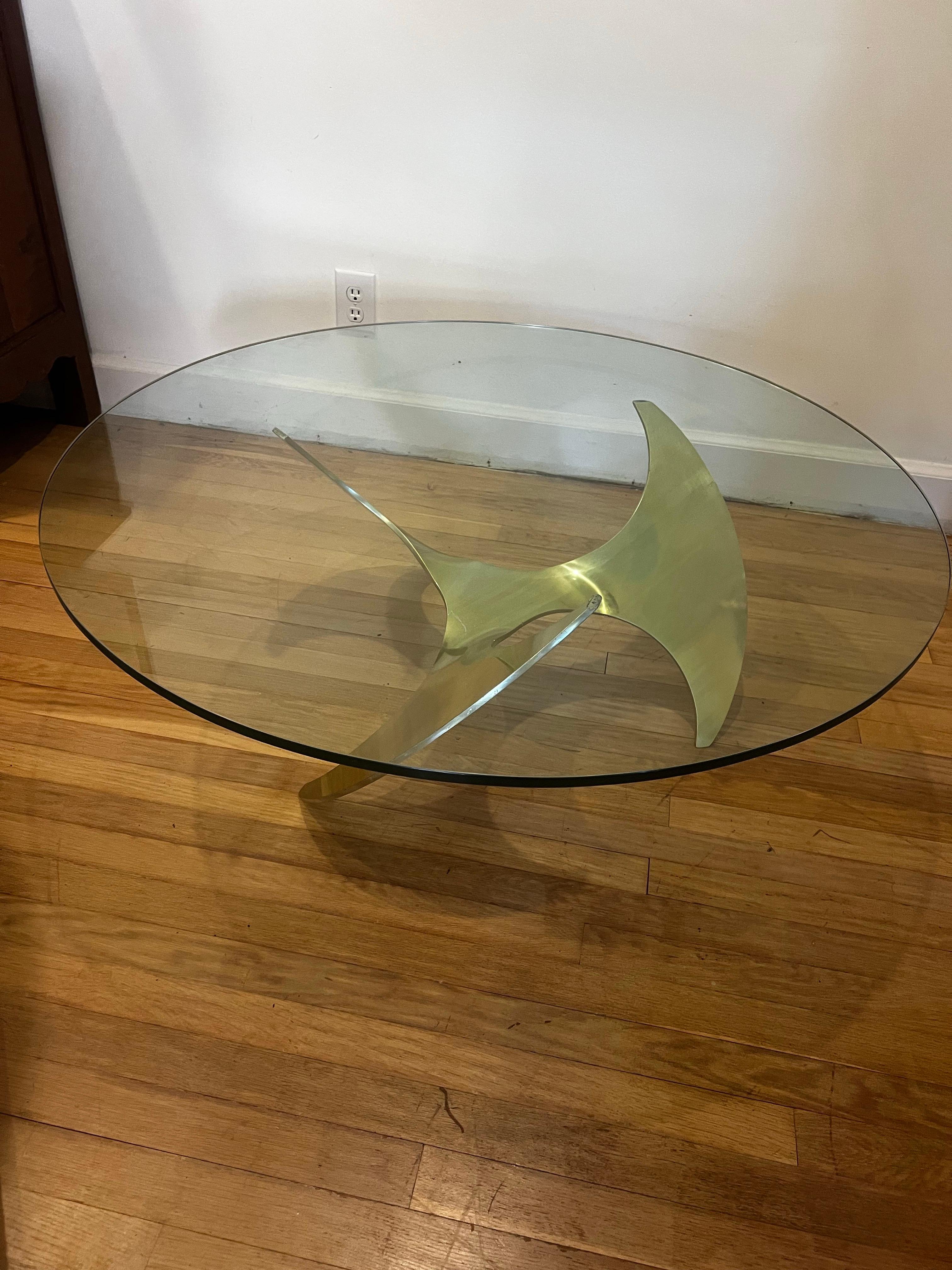 Vintage 1960s Brass Propeller Coffee Table by Knut Hesterberg for Ronald Schmitt For Sale 2
