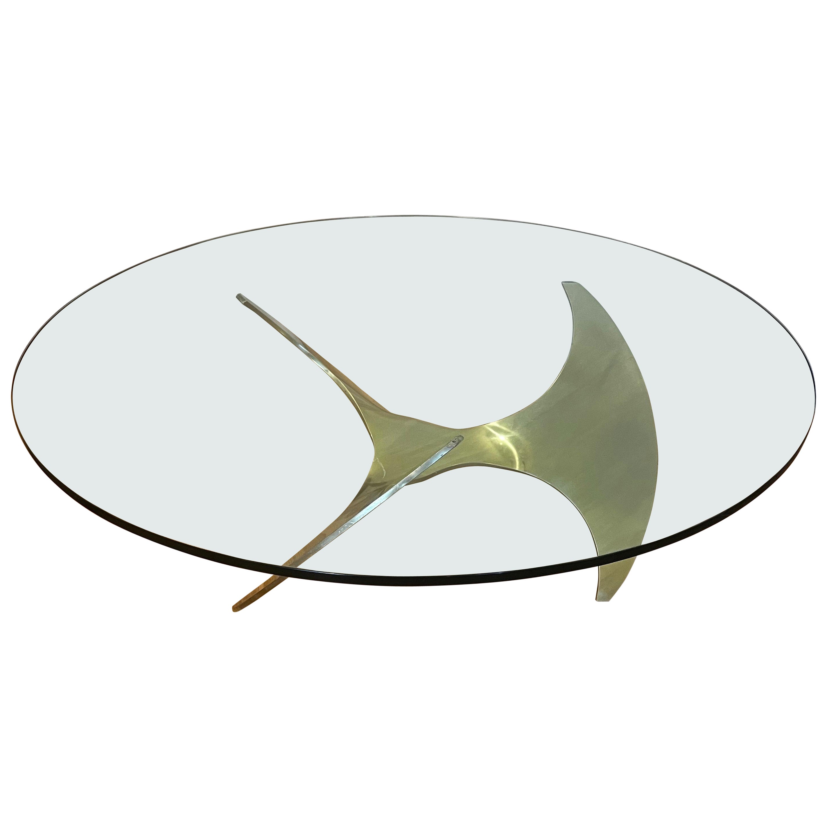 Vintage 1960s Brass Propeller Coffee Table by Knut Hesterberg for Ronald Schmitt For Sale
