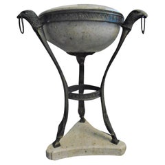 Lampe à huile vintage des années 1960 en bronze et pierre