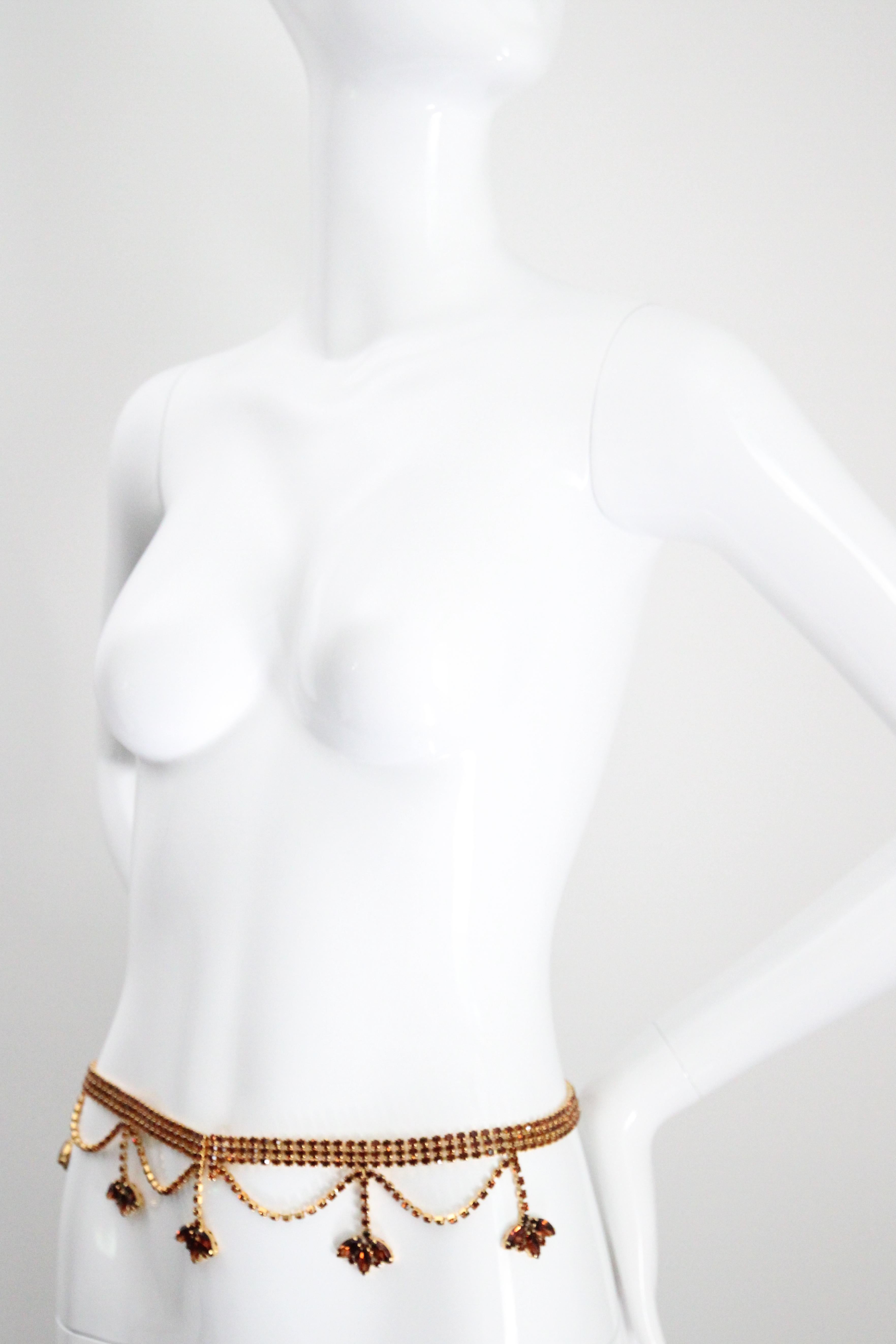 Vintage 1960s Bronze Rhinestone Waist Belt 1960s rhinestone belt UK 8-10 US 4-6 im Angebot 2