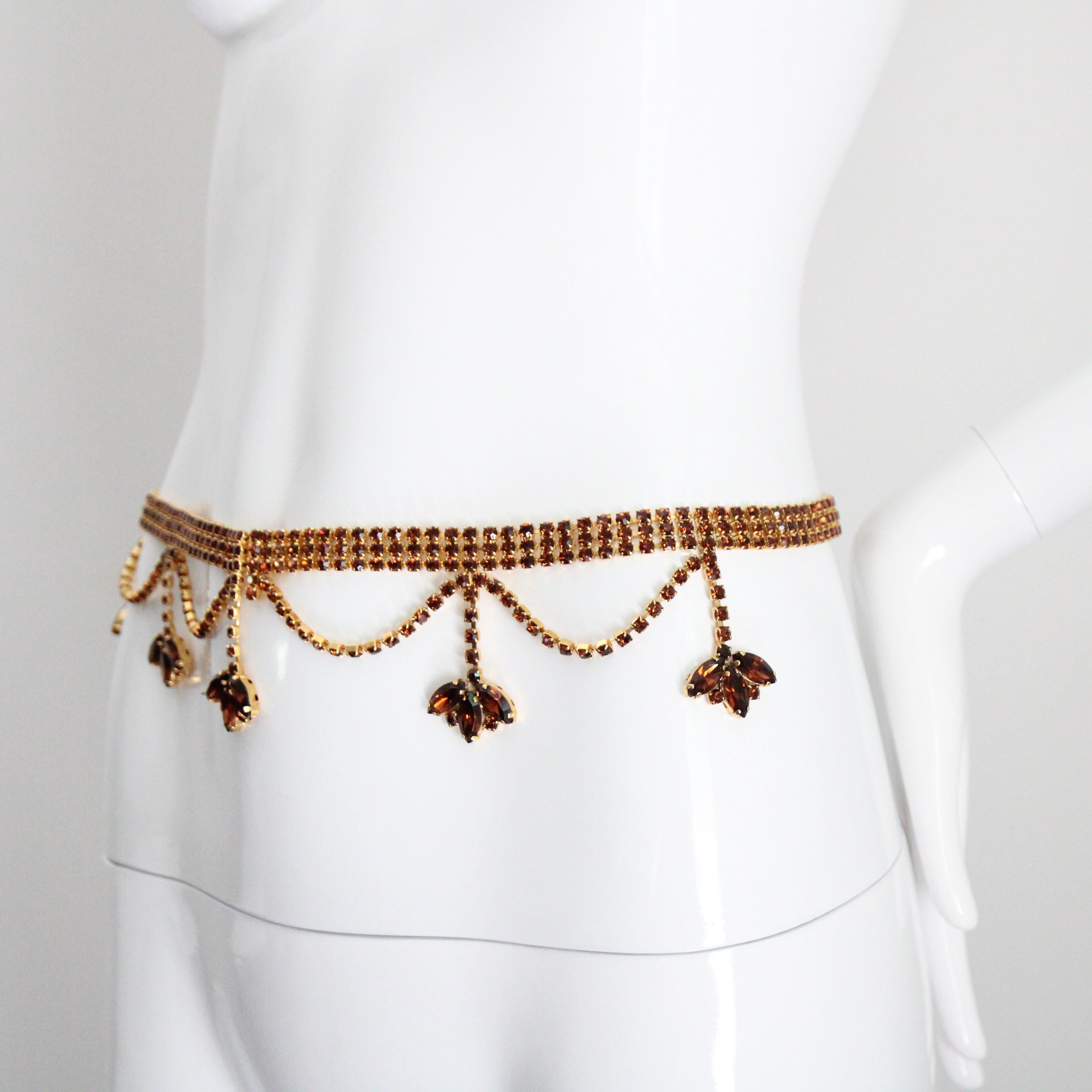 Vintage 1960s Bronze Rhinestone Waist Belt 1960s rhinestone belt UK 8-10 US 4-6 im Angebot 3