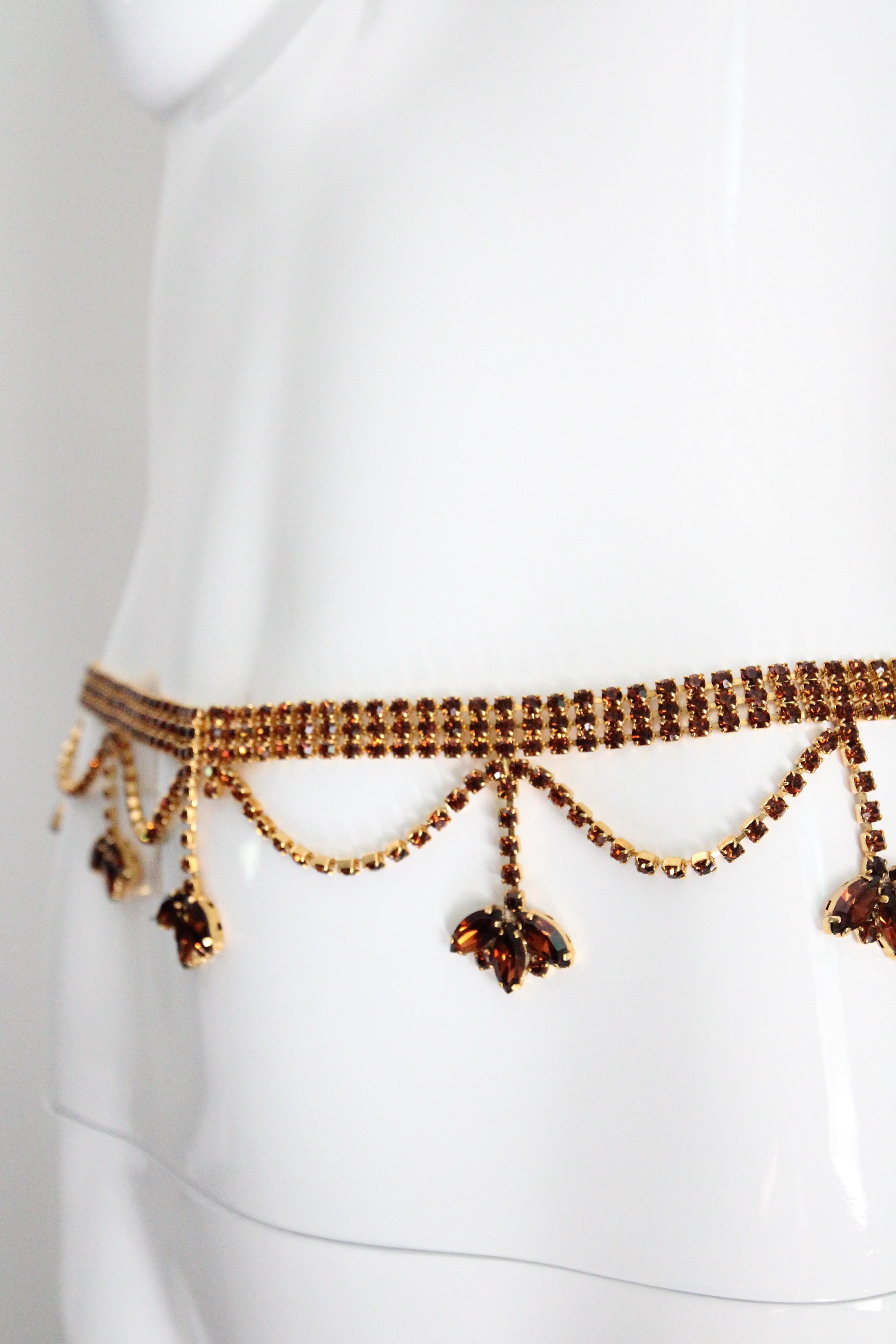 Vintage 1960s Bronze Rhinestone Waist Belt 1960s rhinestone belt UK 8-10 US 4-6 im Angebot 4